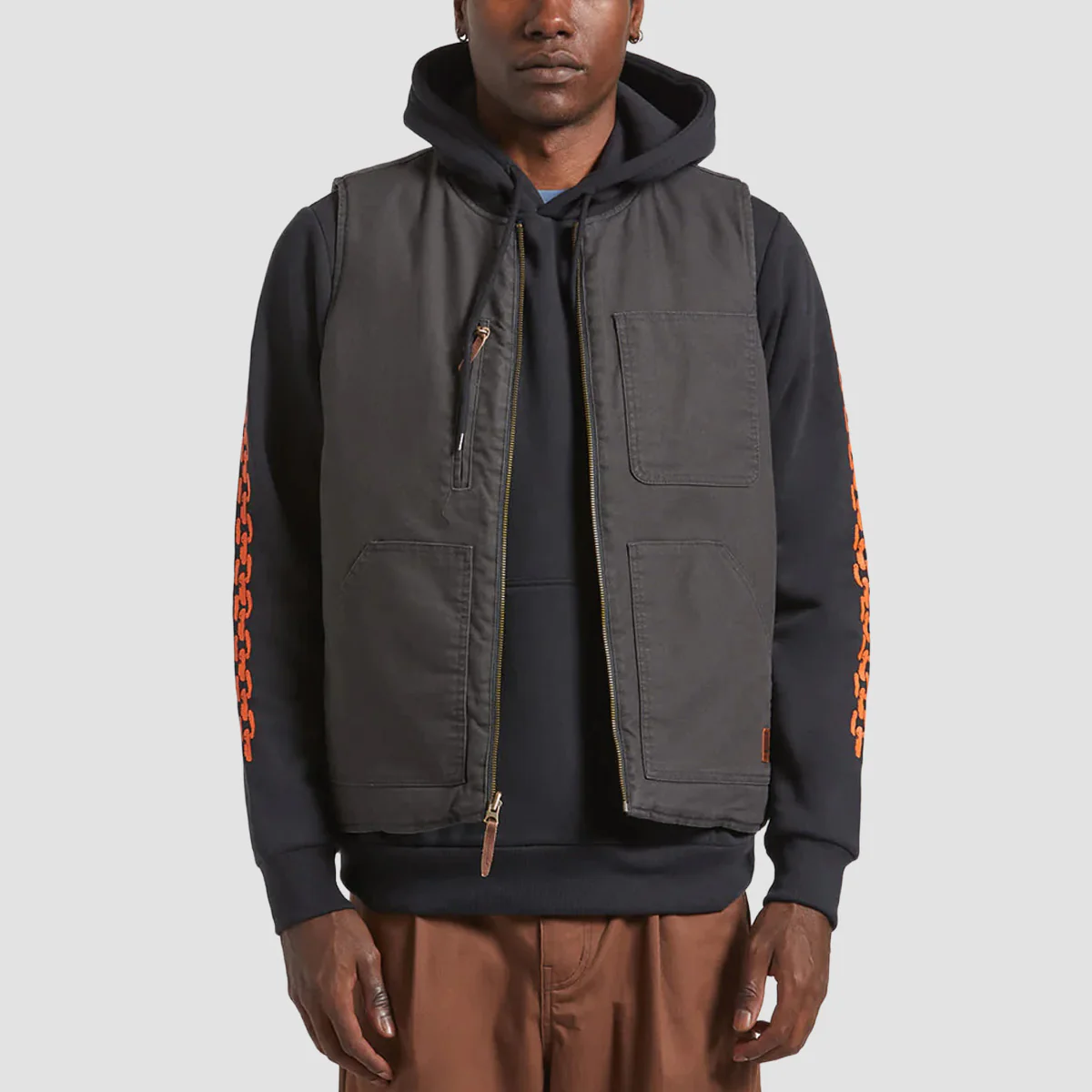 Brixton Builders Abraham Rev Vest Jacket Bark Camo - Image 2