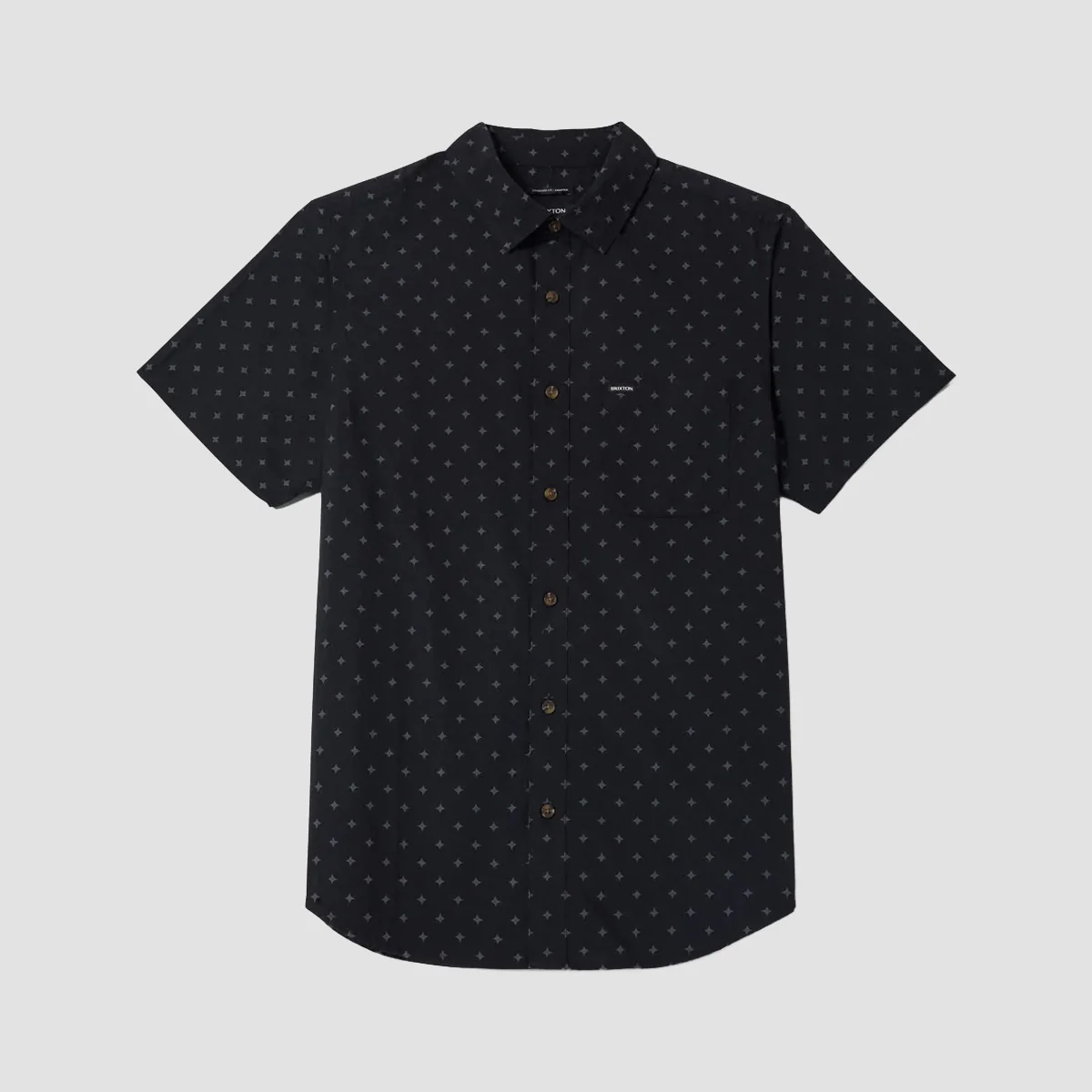 Brixton Charter Print Short Sleeve Shirt Future Grey Diamond Tile