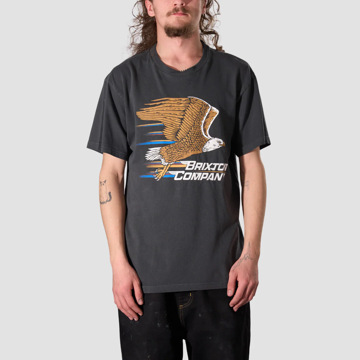 Brixton Free T-Shirt Black Worn Wash
