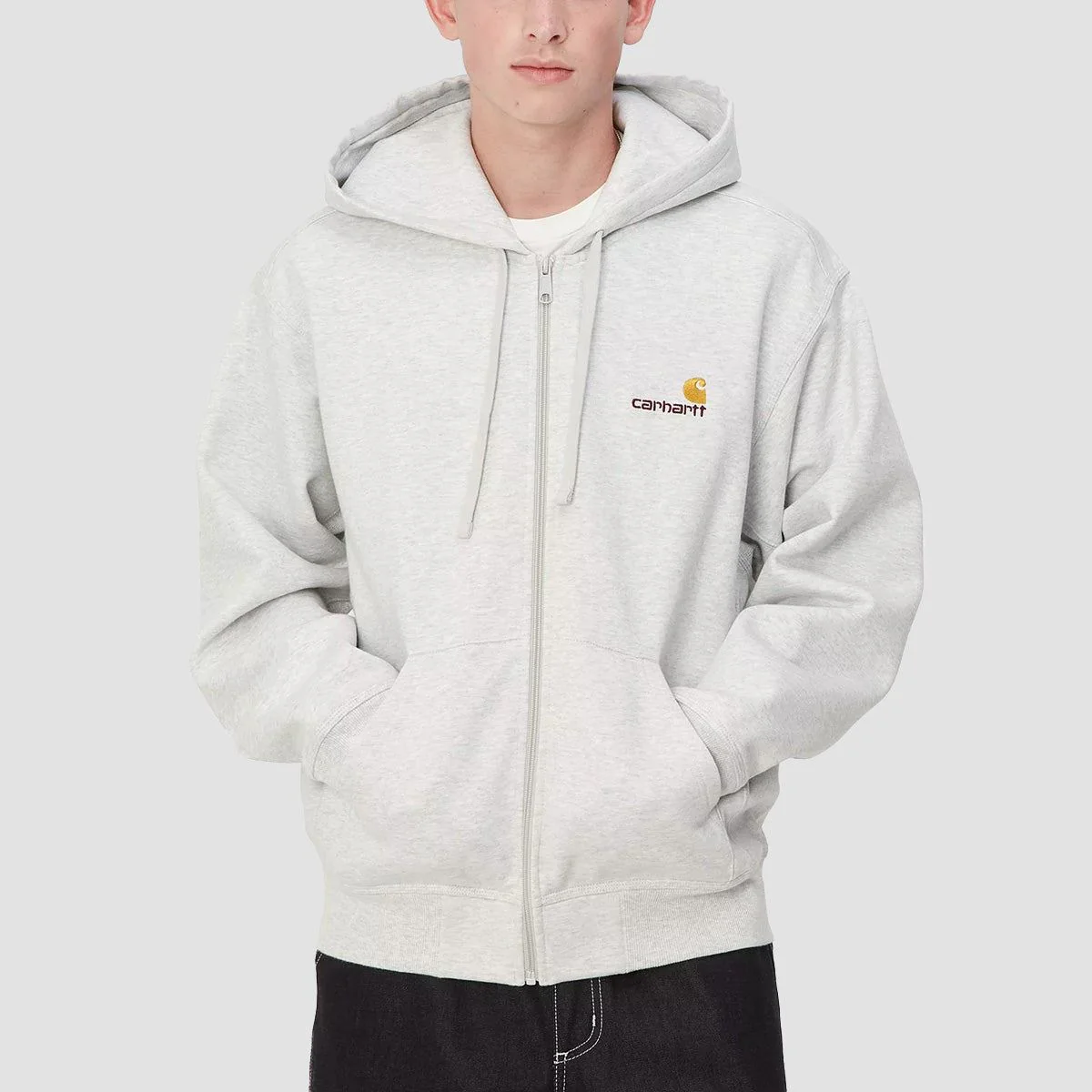 Carhartt WIP American Script Zip Hoodie Ash Heather