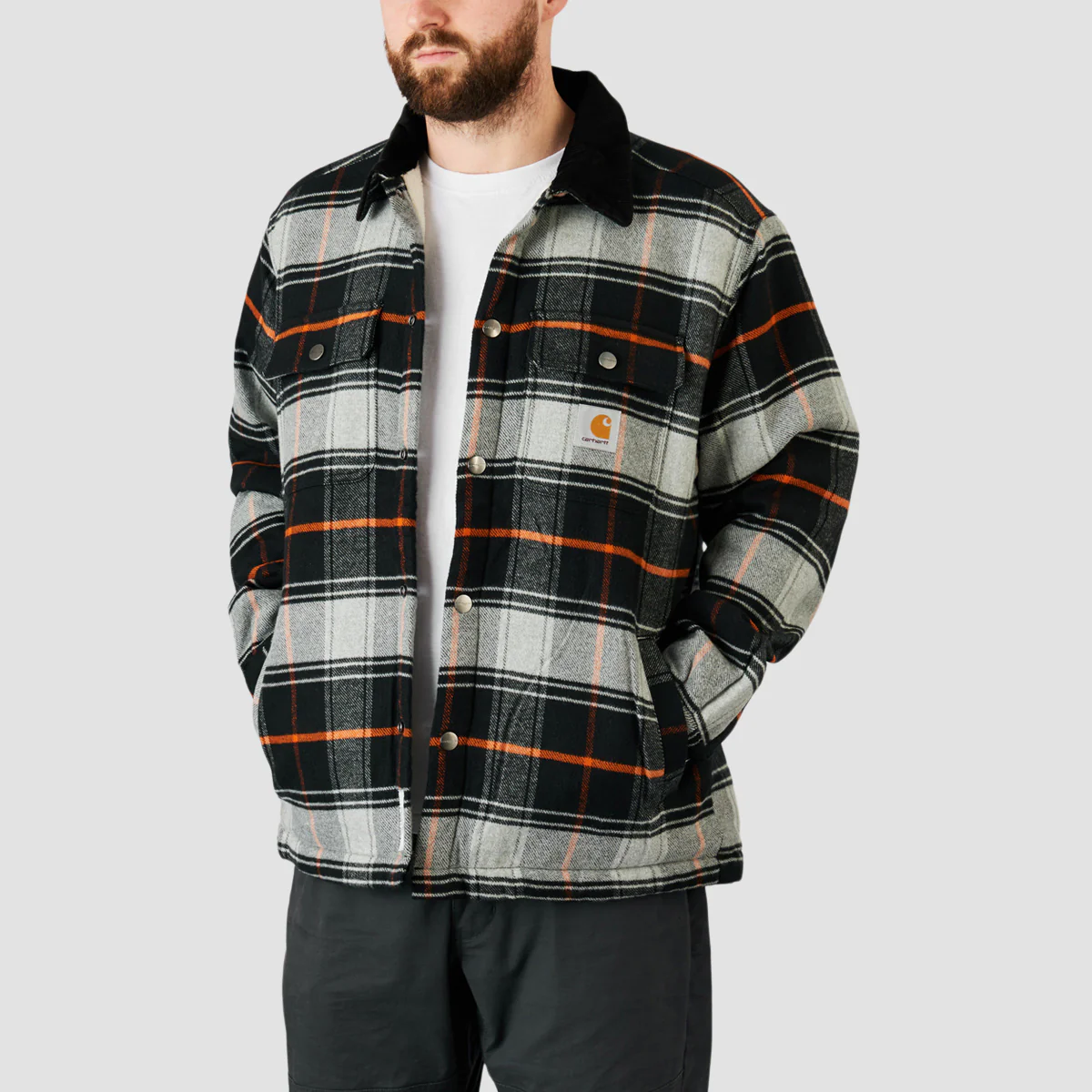 Carhartt WIP Baris Check Shirt Jacket Grey Heather/Black - Image 2