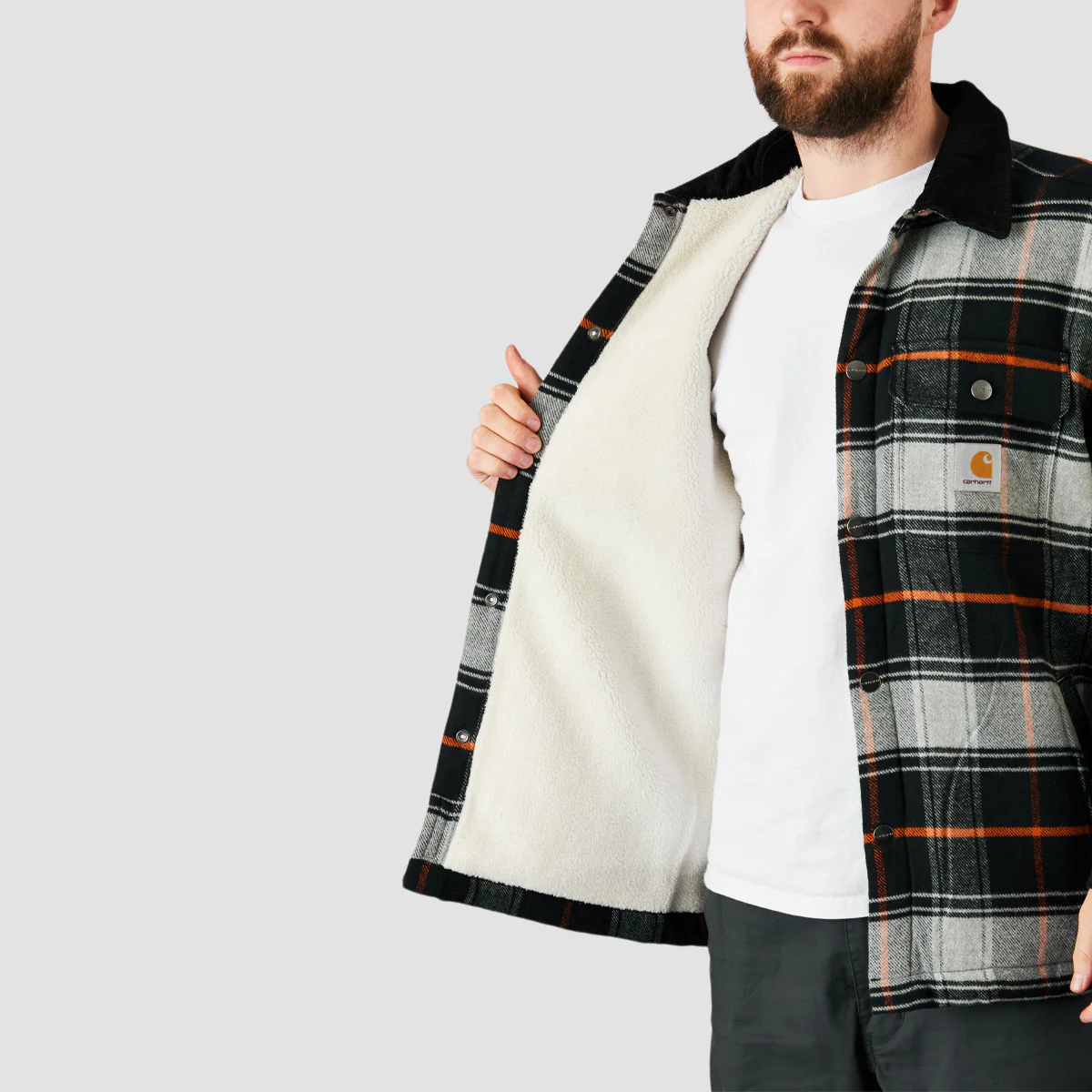 Carhartt WIP Baris Check Shirt Jacket Grey Heather/Black - Image 4