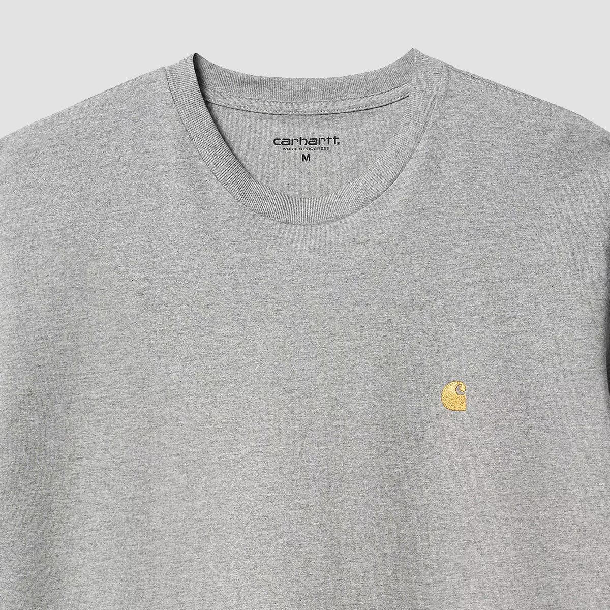 Carhartt WIP Chase T-Shirt Grey Heather/Gold - Image 4