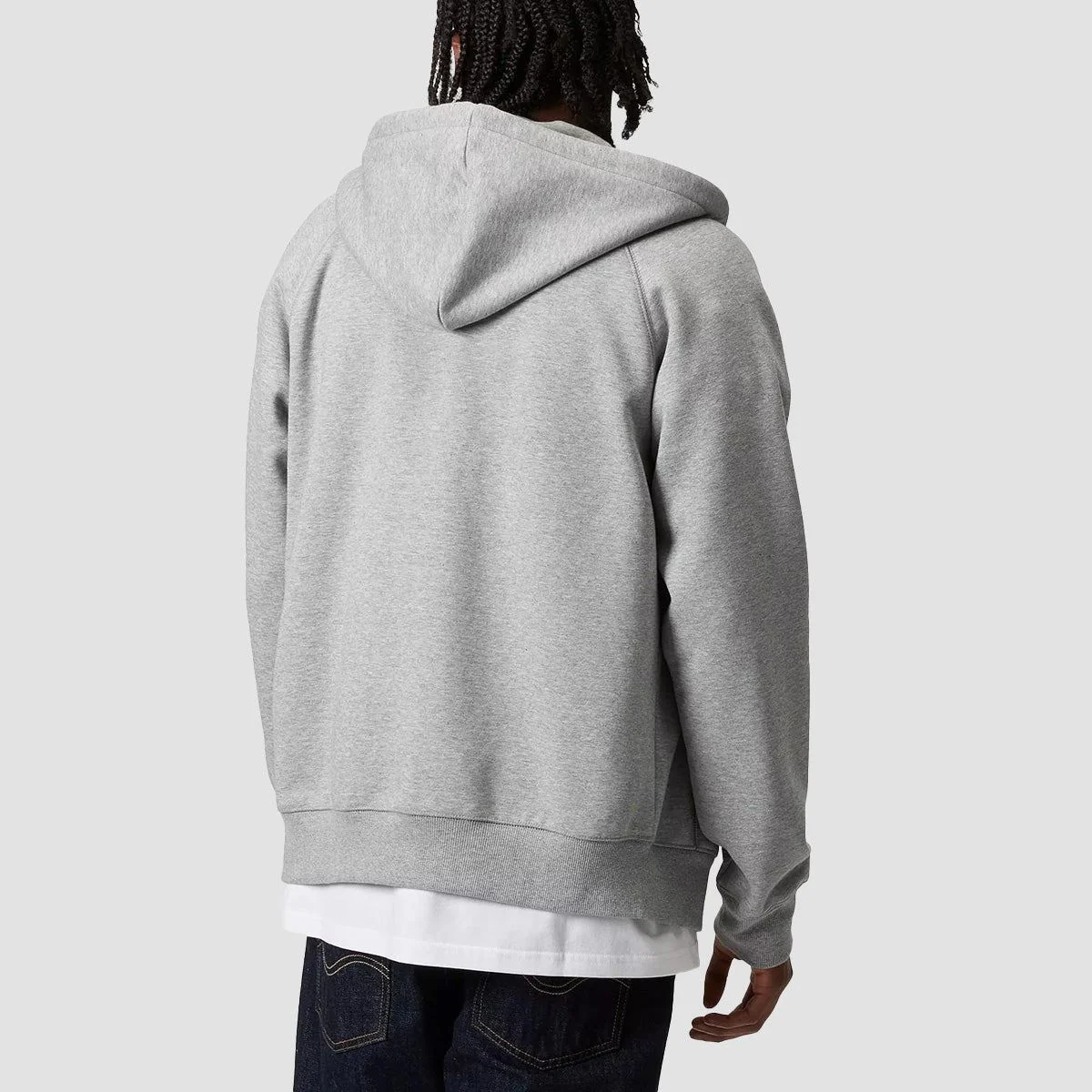 Carhartt WIP Chase Zip Hoodie Grey Heather/Gold - Image 2