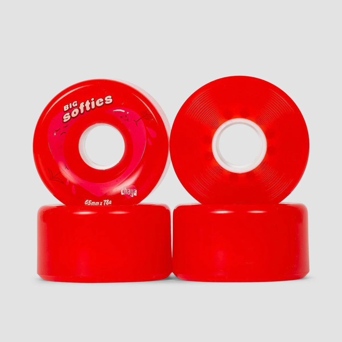 Chaya Big Softies 78A Outdoor Quad Wheels X4 Clear Red 65mm