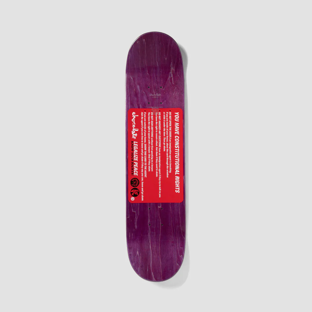 Chocolate 'Legalize Peace' Know Your Rights Stevie Perez Skateboard Deck - 8.4" - Image 2