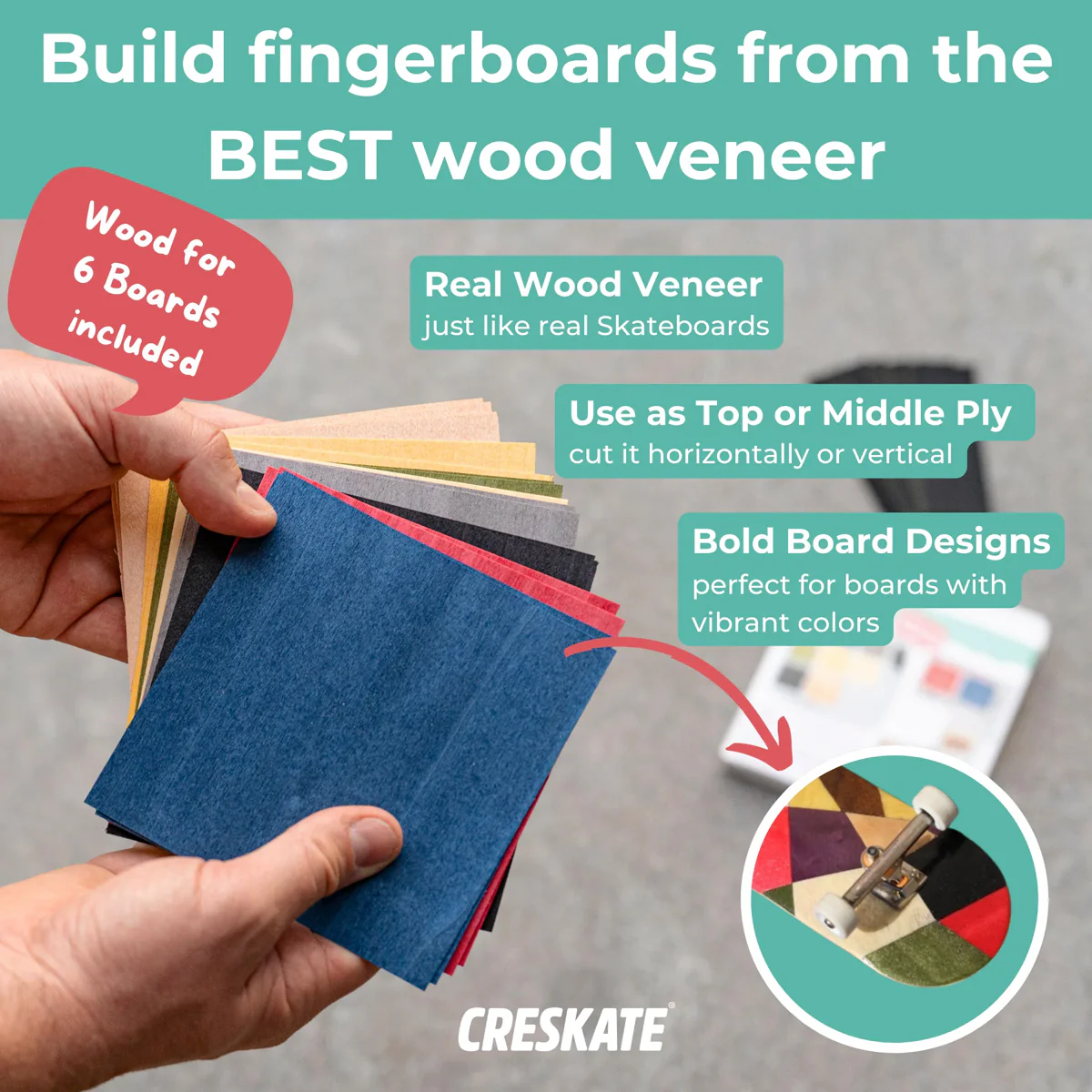 CRESKATE Coloured Fingerboard Veneer - 6 Boards - Image 2