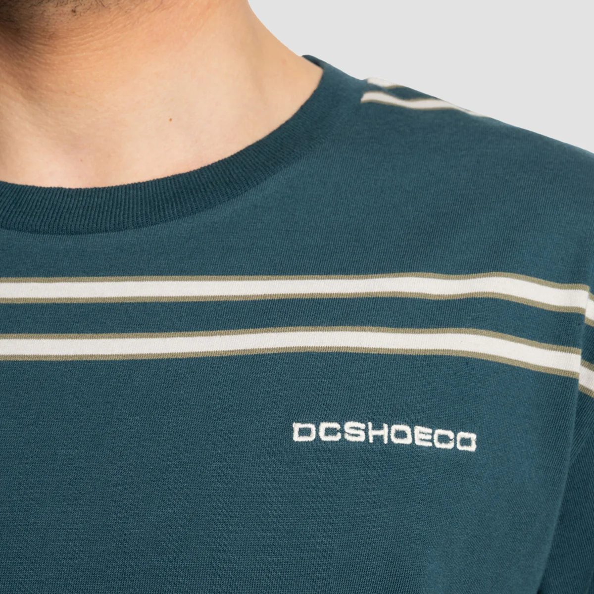 DC Portside T-Shirt Deep Teal Stripe - Image 2
