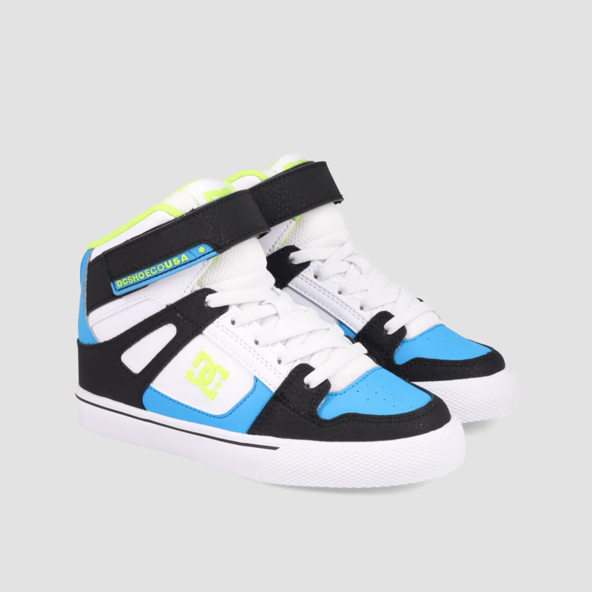 DC Pure Hi Top EV Shoes - Black/Blue/Lime - Kids - Image 2
