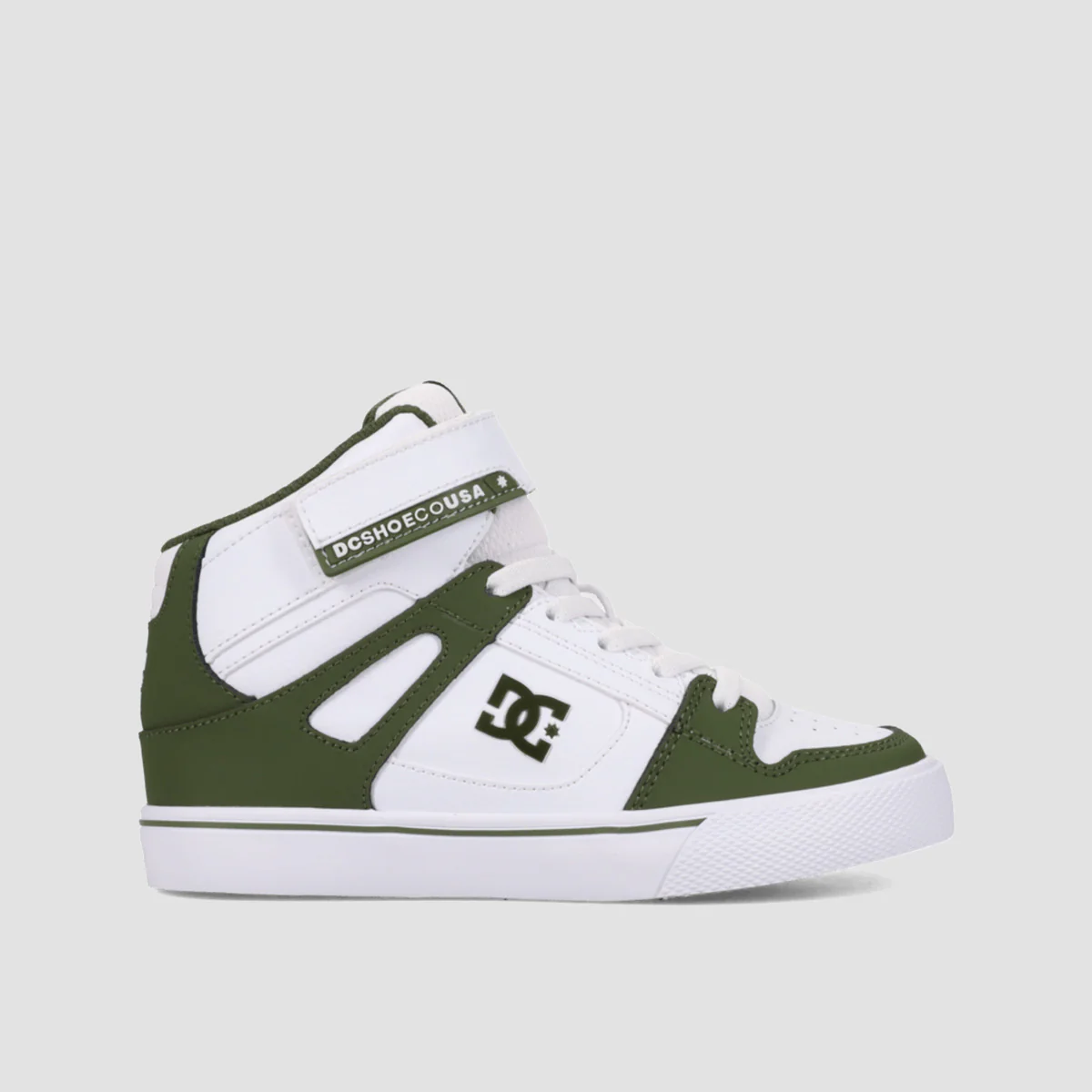DC Pure Hi Top EV Shoes - Olive/White - Kids