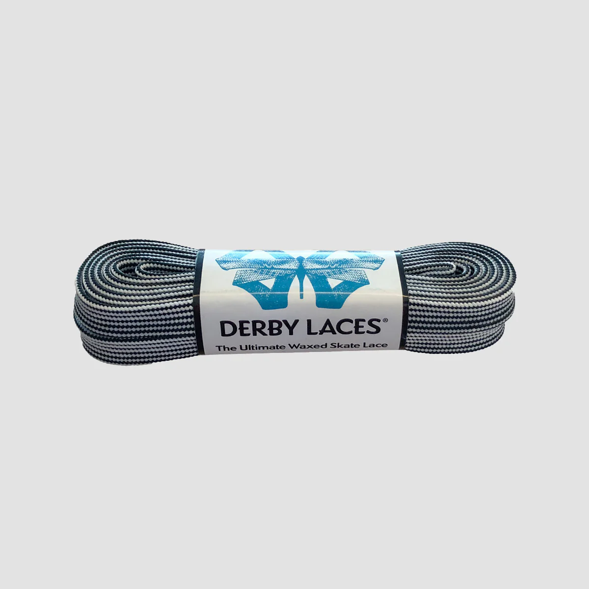 Derby Laces ORIGIN 10mm 274cm Waxed Boot/Skate Laces Black/White Stripe