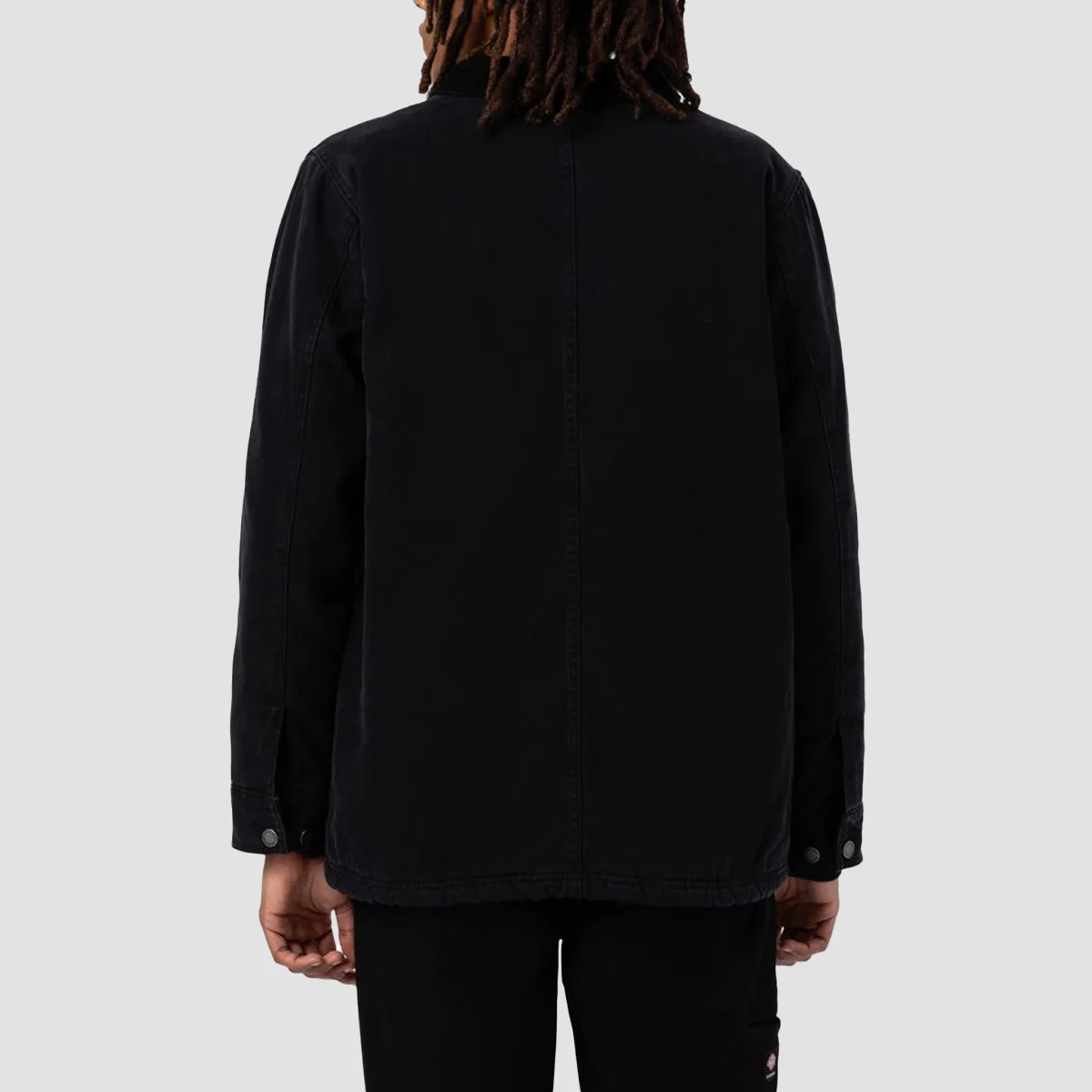 Dickies Duck Fleece Lined Chore Jacket Stone Washed Black - Image 2