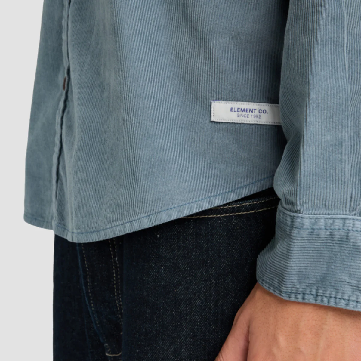 Element Button Down Corduroy Longsleeve Shirt Blue Mirage - Image 3