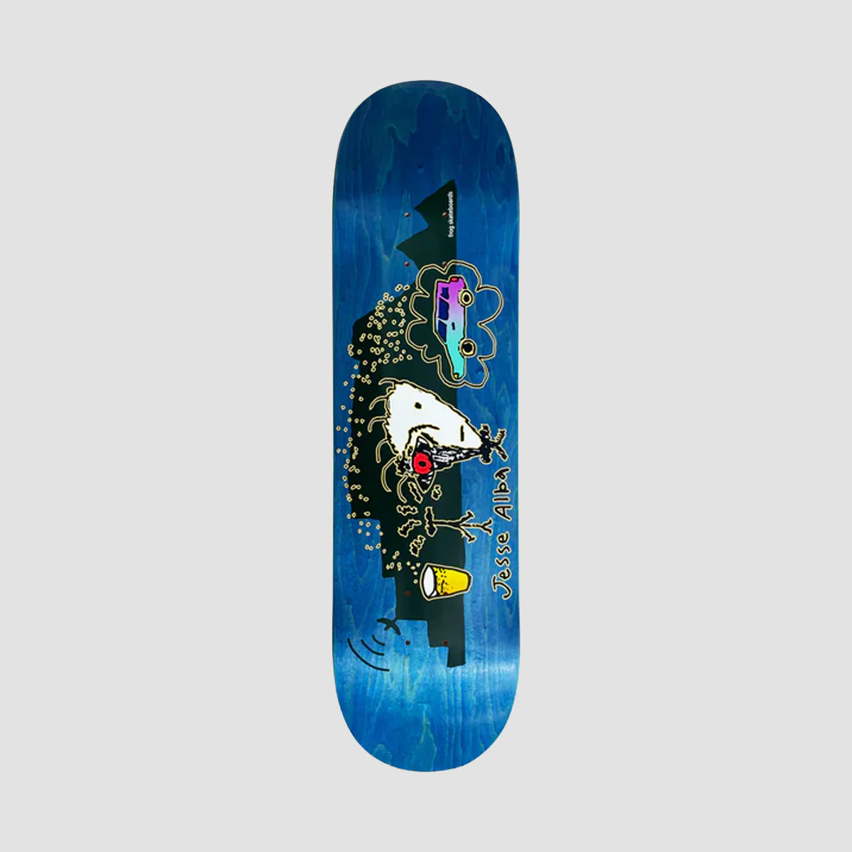 Frog Red Eye Jesse Alba Skateboard Deck Various Stains - 8.25"