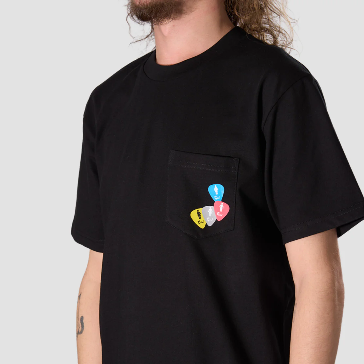 Girl Stomp Picks Pocket T-Shirt Black - Image 2