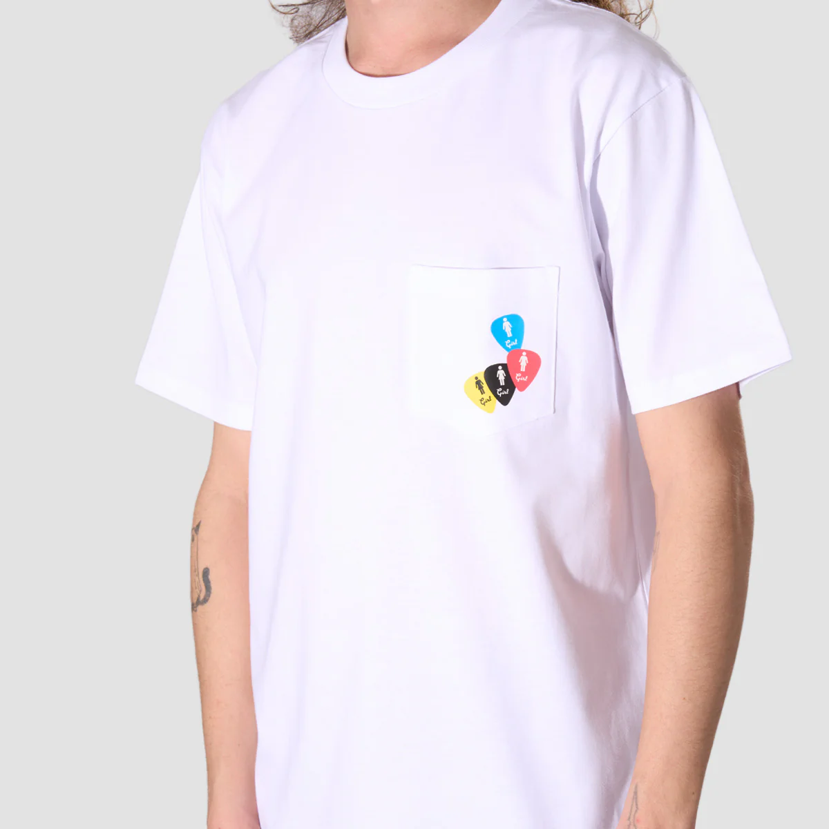 Girl Stomp Picks Pocket T-Shirt White - Image 2