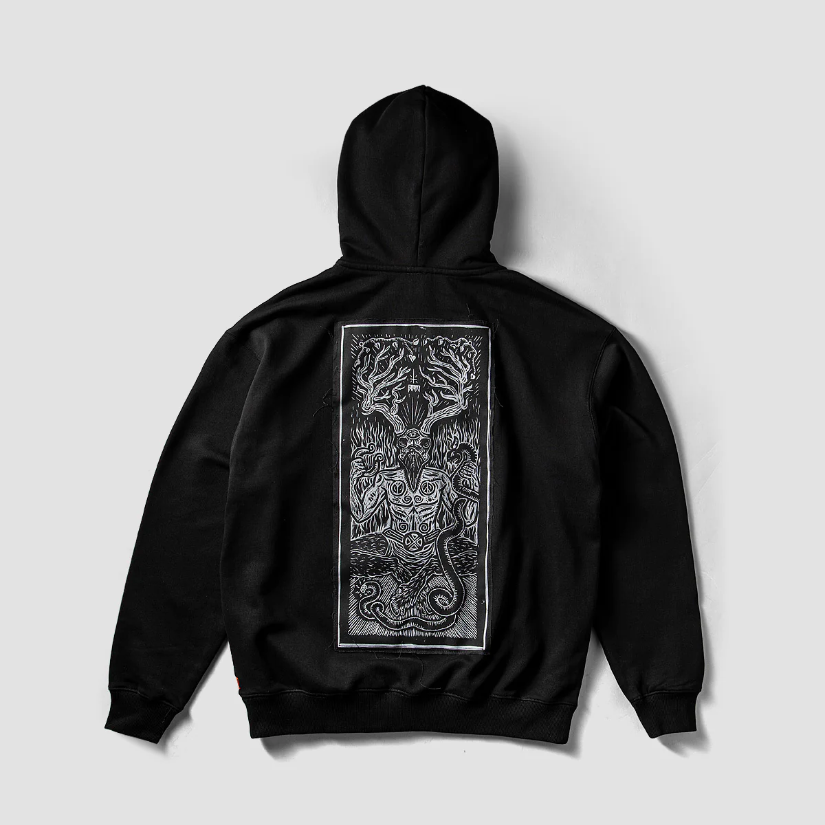 Heathen Ceronnous Patch Super Heavy Pullover Hoodie Black - Image 4