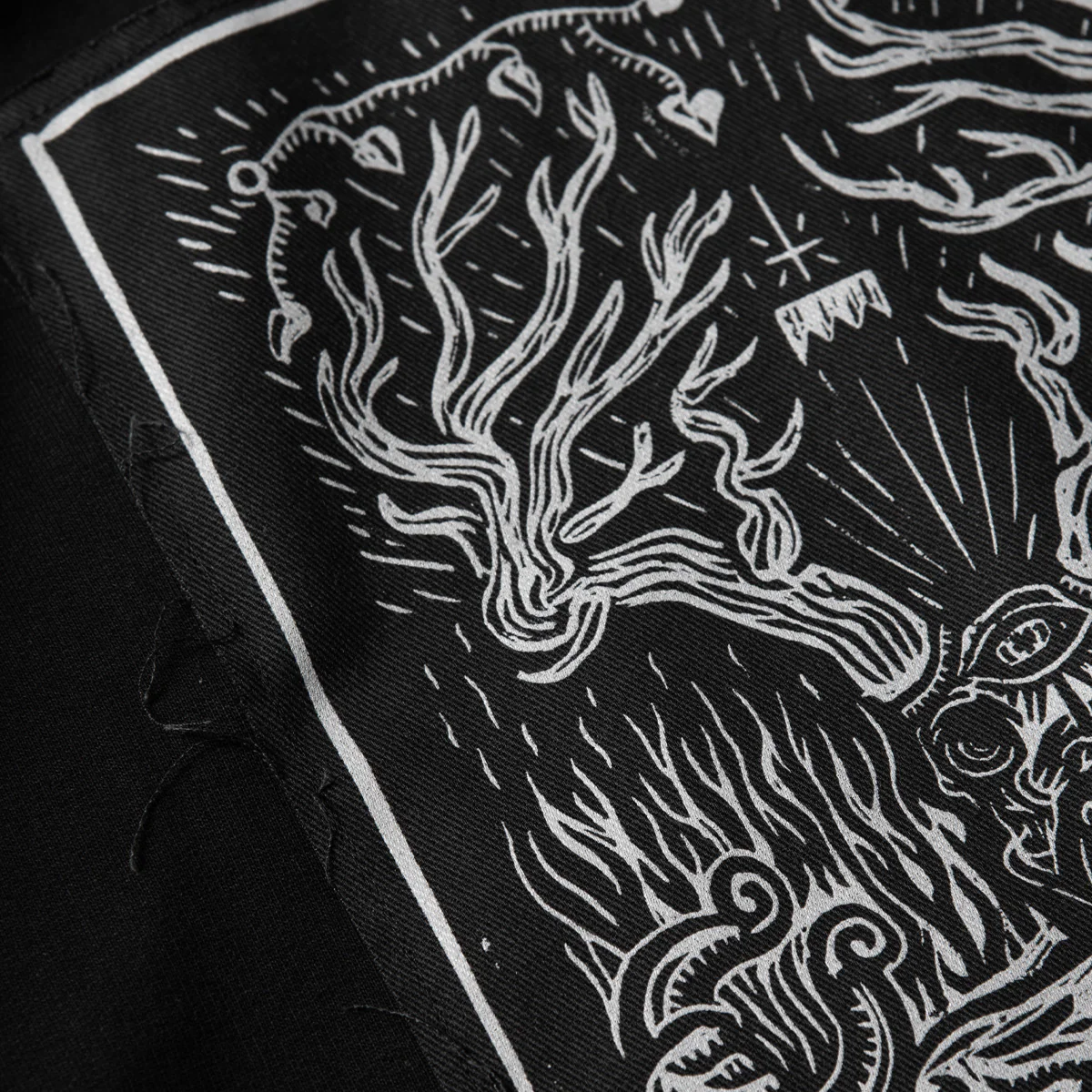 Heathen Ceronnous Patch Super Heavy Pullover Hoodie Black - Image 6