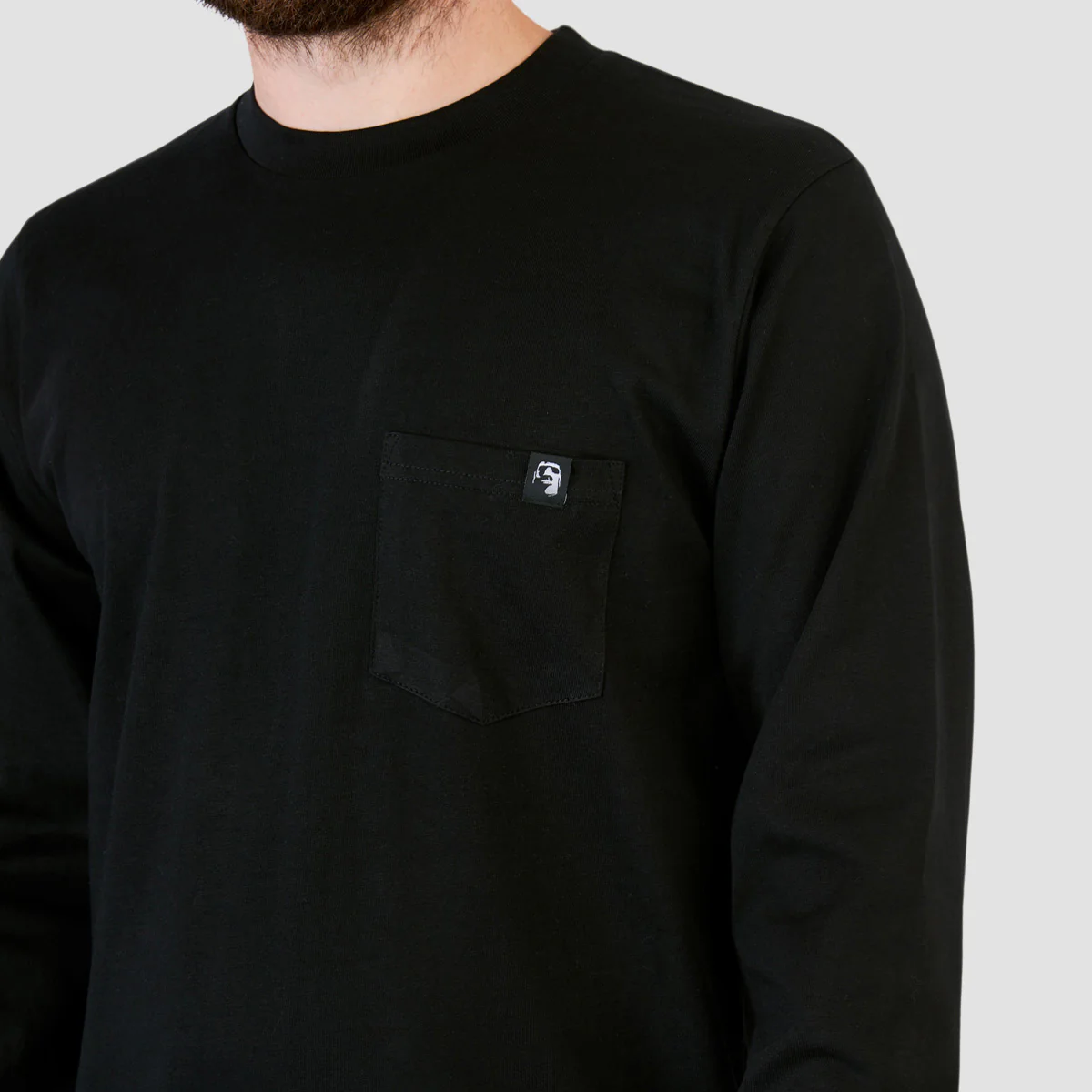 Heathen Microlith Pocket Longsleeve T-Shirt Black - Image 3