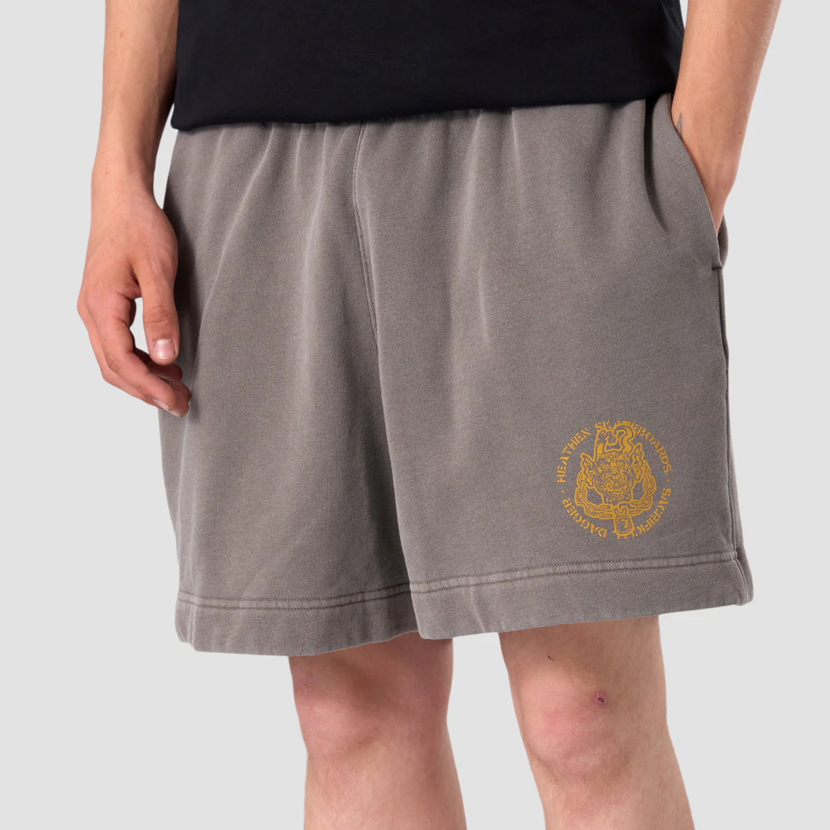 Heathen Sacrificial Dagger Sweat Shorts Faded Grey