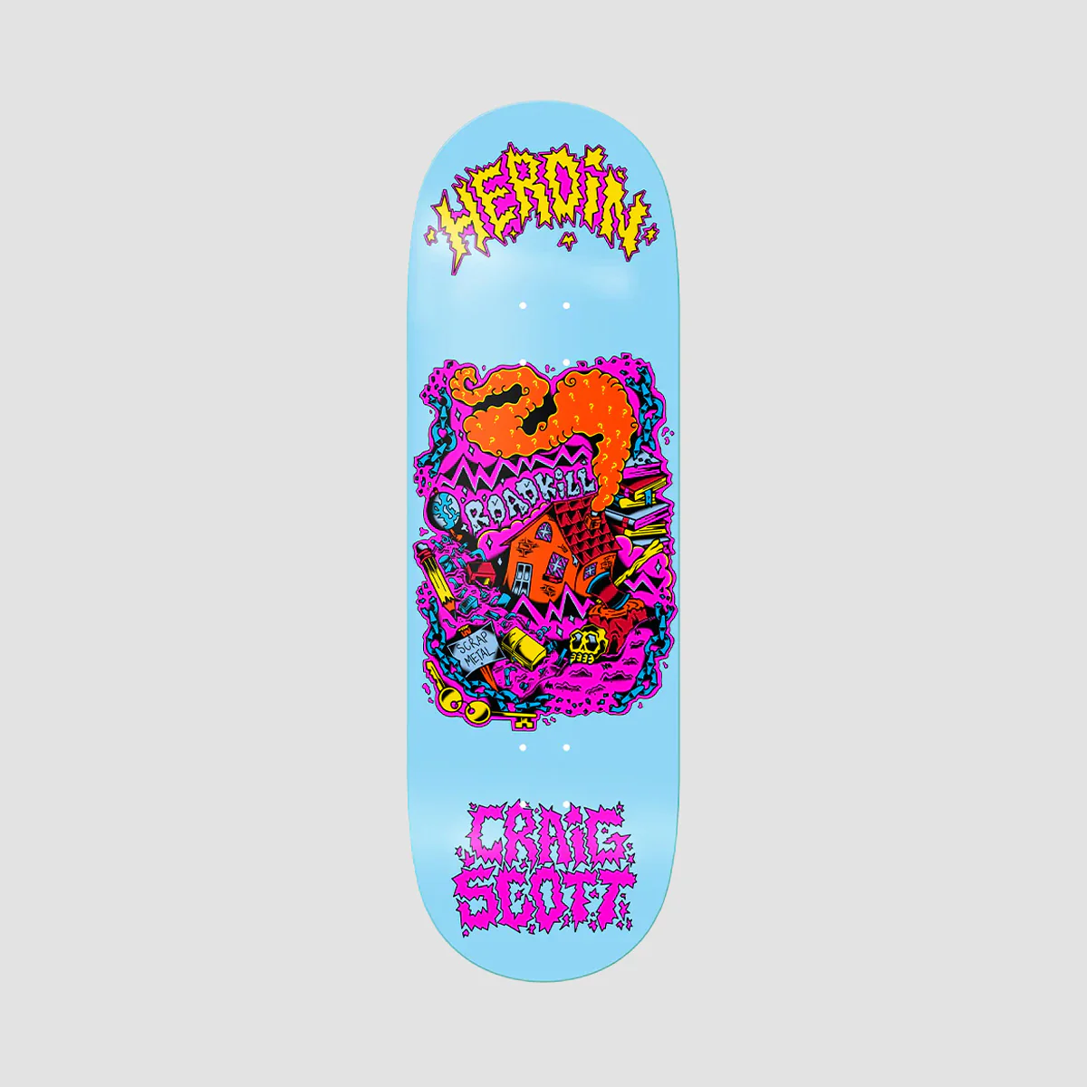 Heroin Craig Questions Scrap Metal Skateboard Deck - 10"