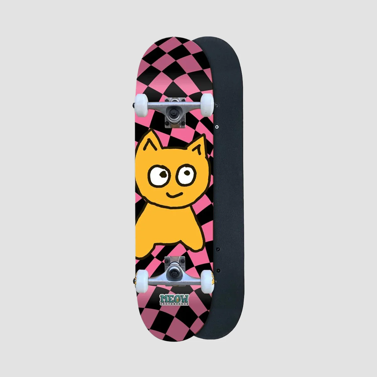 Meow Big Cat Checker Twist Skateboard Pink - 6.5"