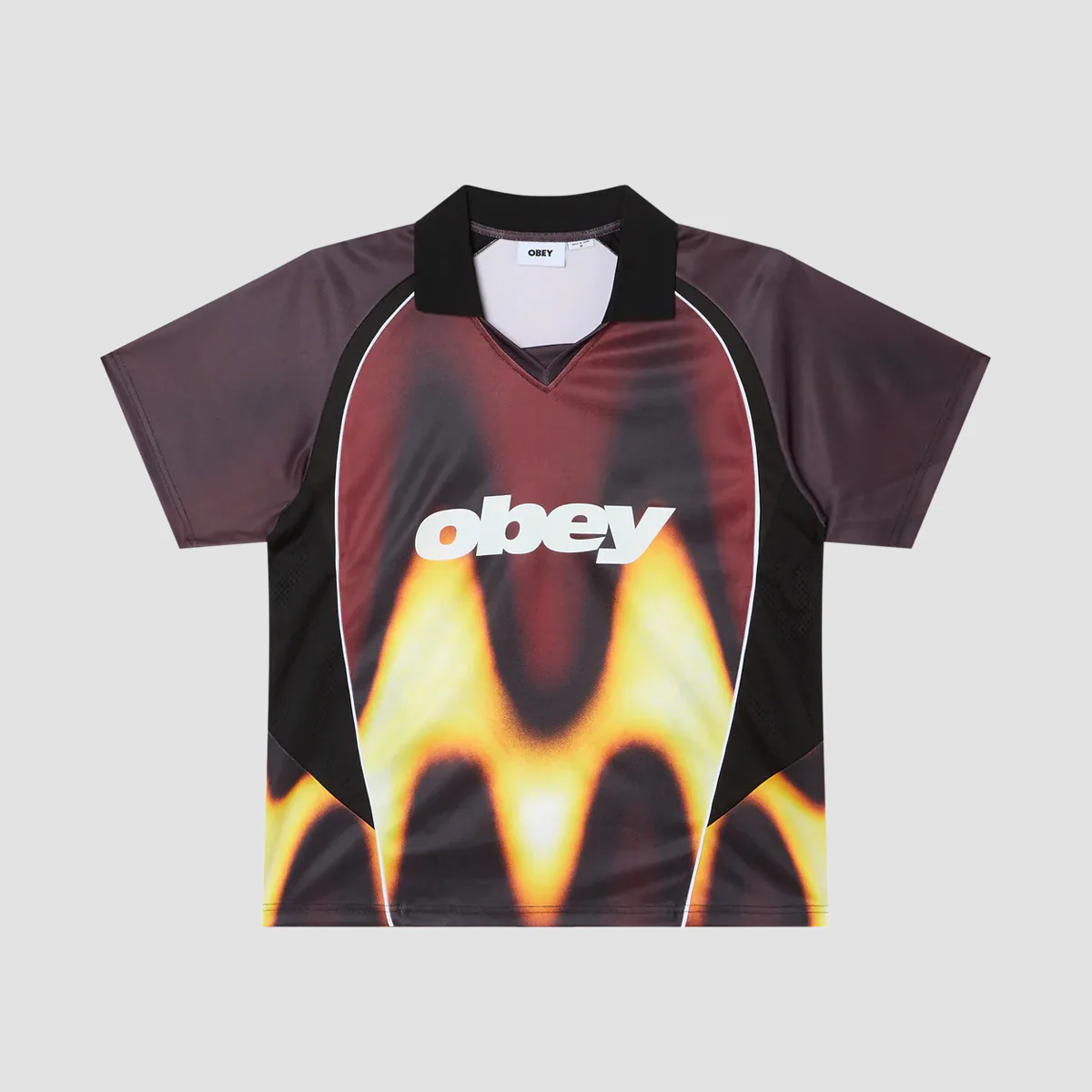 OBEY Blurred Soccer Jersey T-Shirt Burnt Red Multi - Image 2