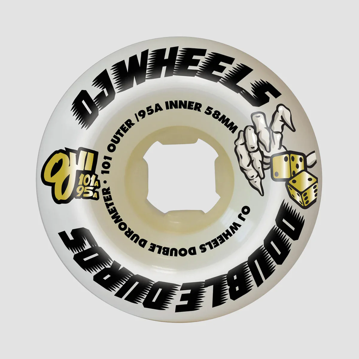 OJ Double Duro 101a/95a Skateboard Wheels White 58mm - Image 3