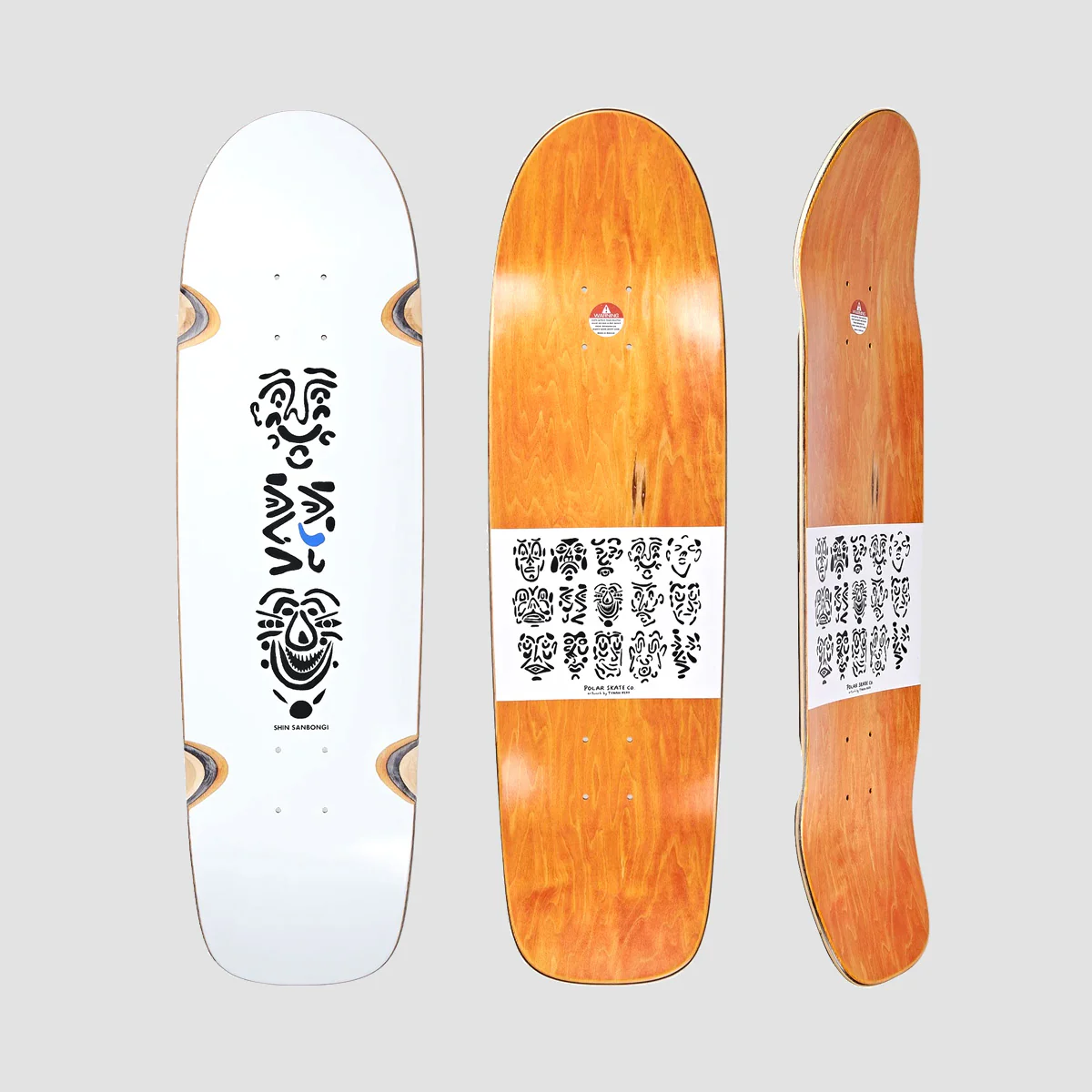 Polar Shin Sanbongi Faces WW White Skateboard Deck Surf SR - 9" - Image 2