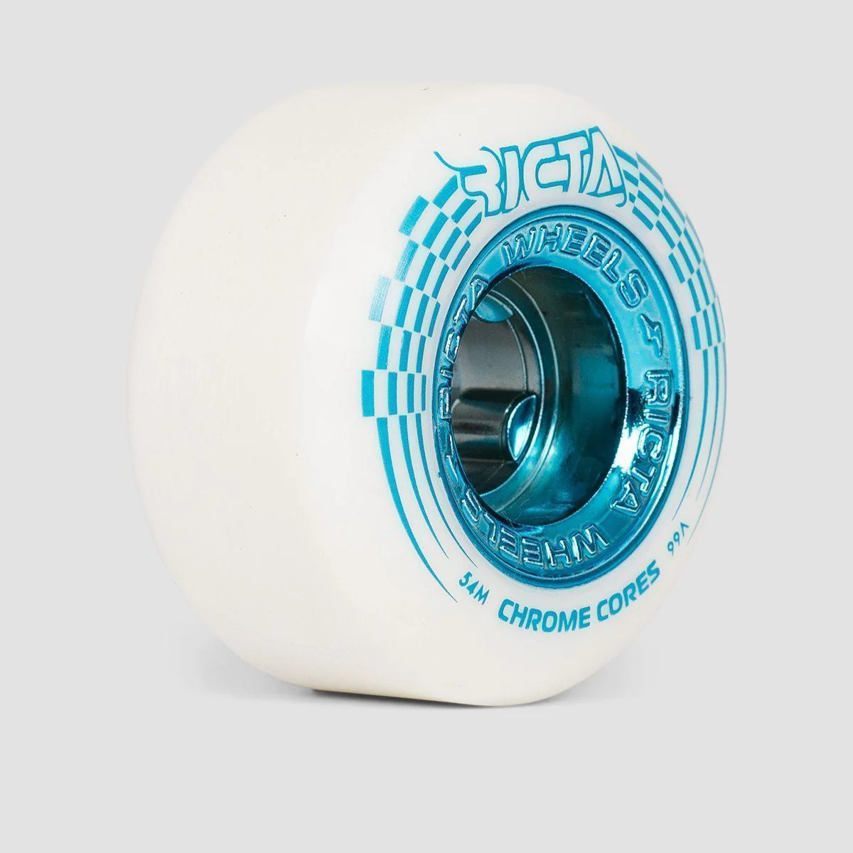 Ricta Chrome Core 99a Skateboard Wheels White/Teal 54mm - Image 2