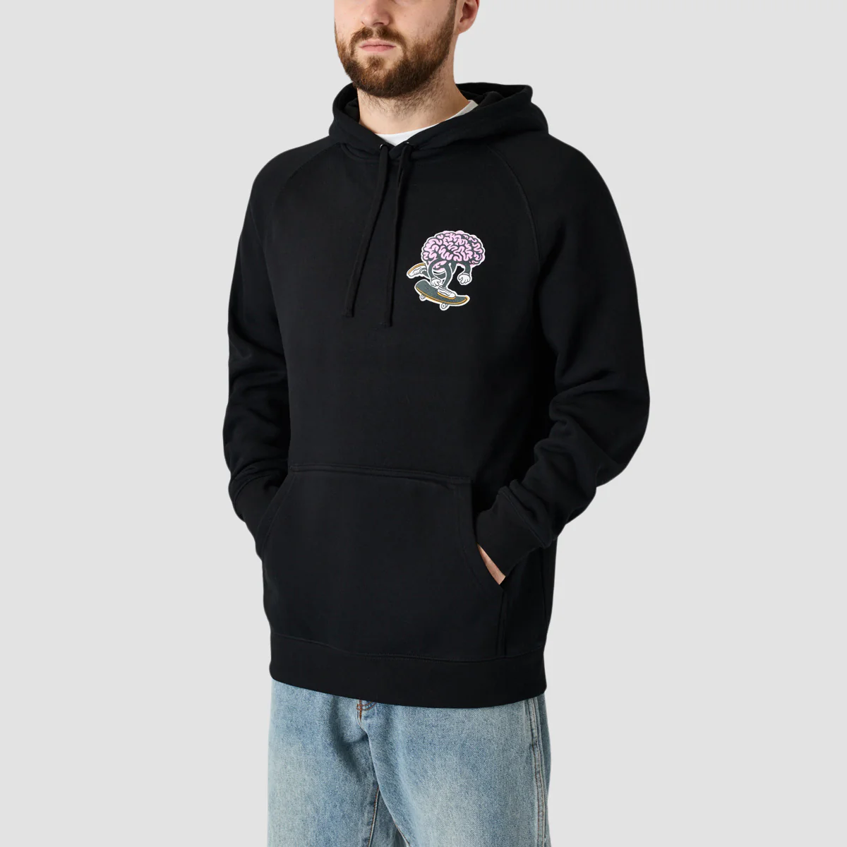 Brain Drain Brain Push Pullover Hoodie Black - Image 2
