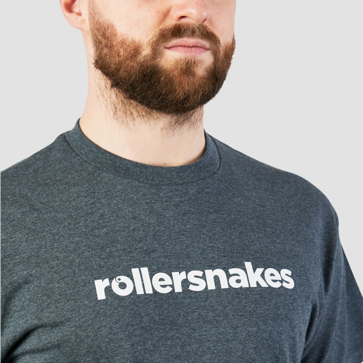 Rollersnakes WordMark T-Shirt Dark Heather Grey - Image 2