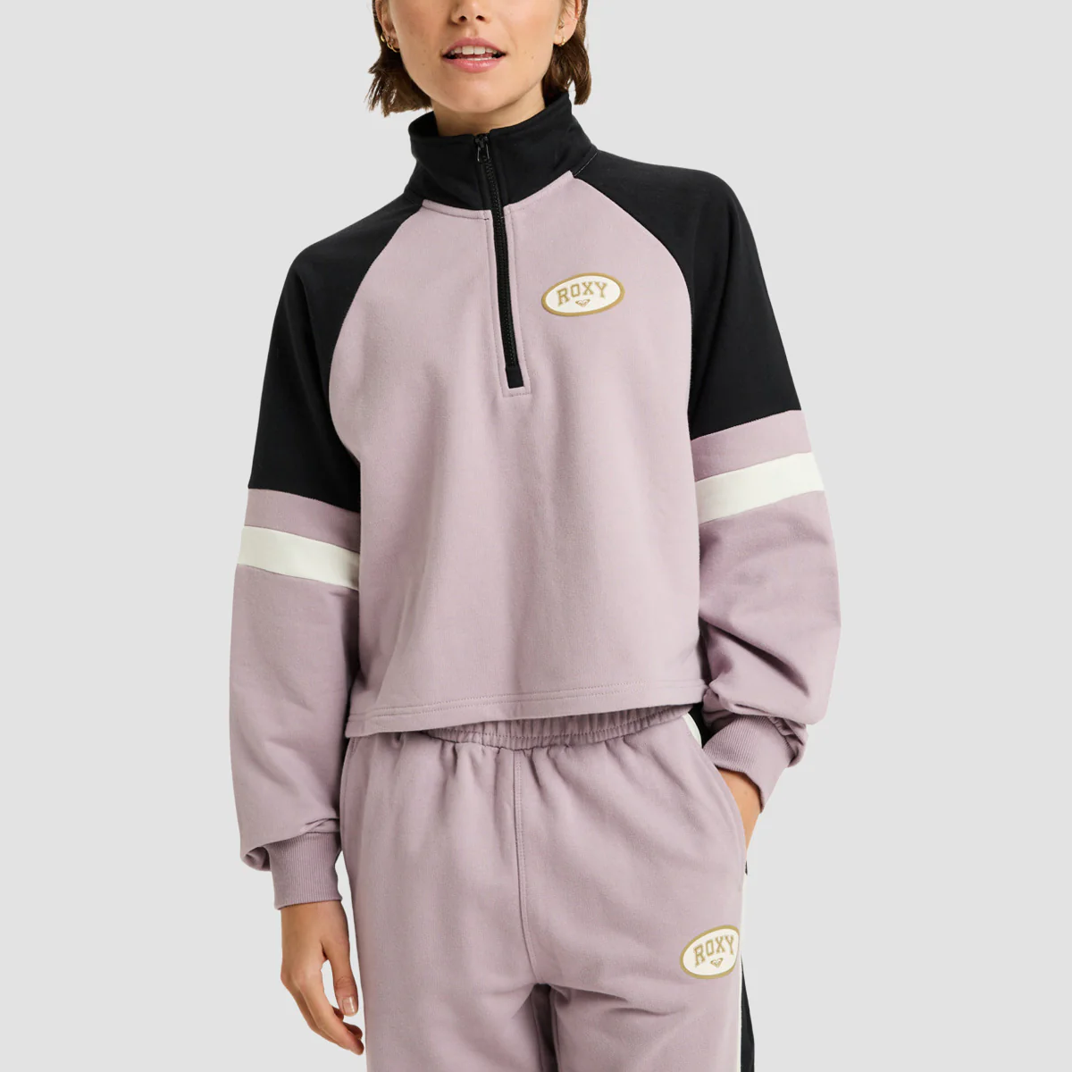 Roxy Essential Energy Boxy Crop Half Zip Sweatshirt Nirvana - Womens