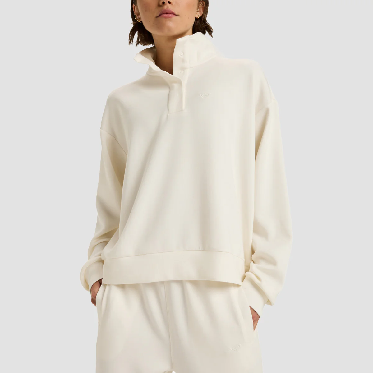 Roxy Rise & Vibe Sweet Sweatshirt Whisper White - Womens