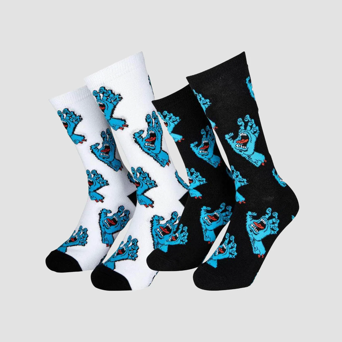 Santa Cruz Multi Hand Socks 2 Pack White & Black - Kids