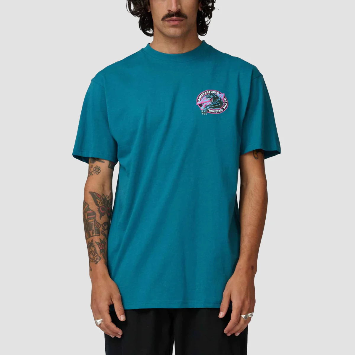 Santa Cruz Natas Sketch Panther T-Shirt Teal - Image 2