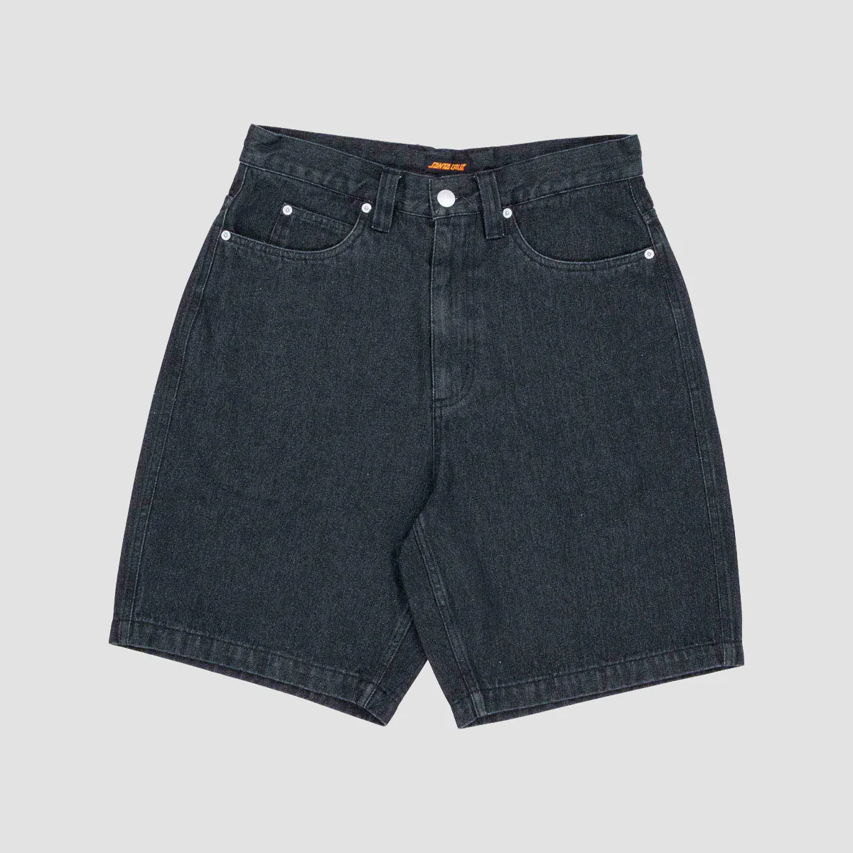 Santa Cruz Self Destruct Big Denim Shorts Black Wash