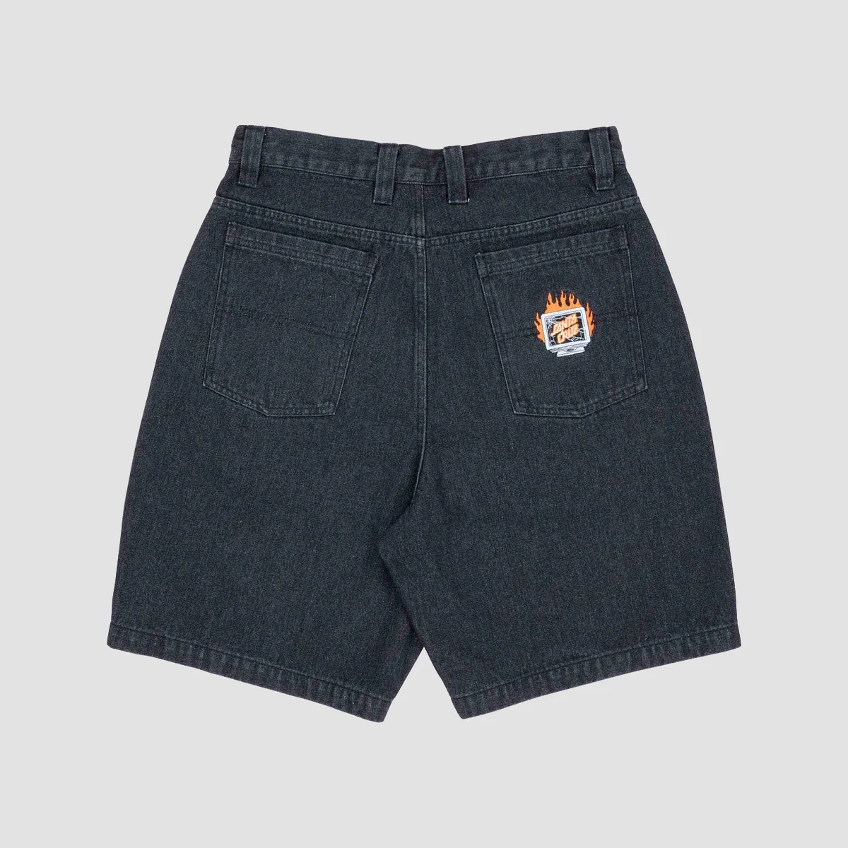 Santa Cruz Self Destruct Big Denim Shorts Black Wash - Image 2
