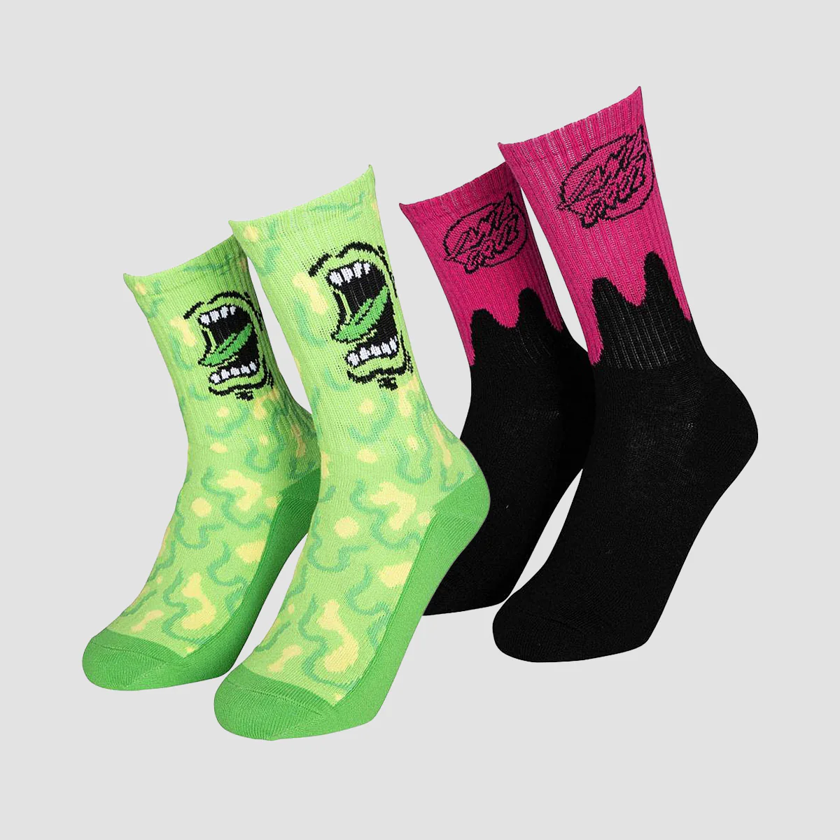 Santa Cruz Slime Socks 2 Pack Green/Pink - Kids