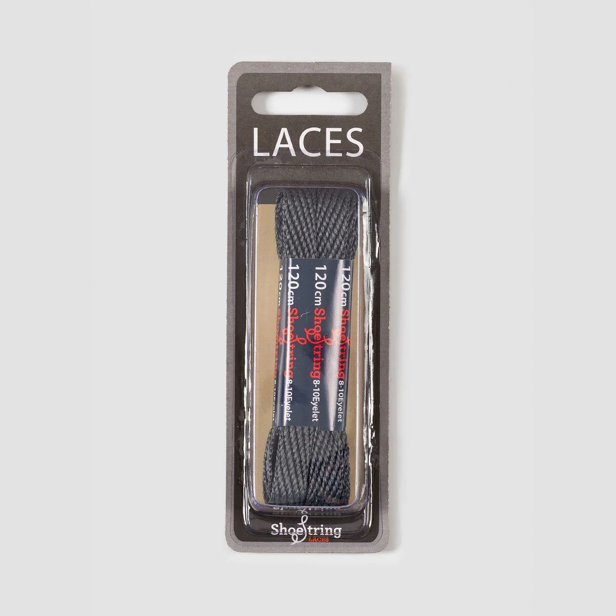 ShoeString American Flat 10mm 120cm Laces (Blister Pack) Grey