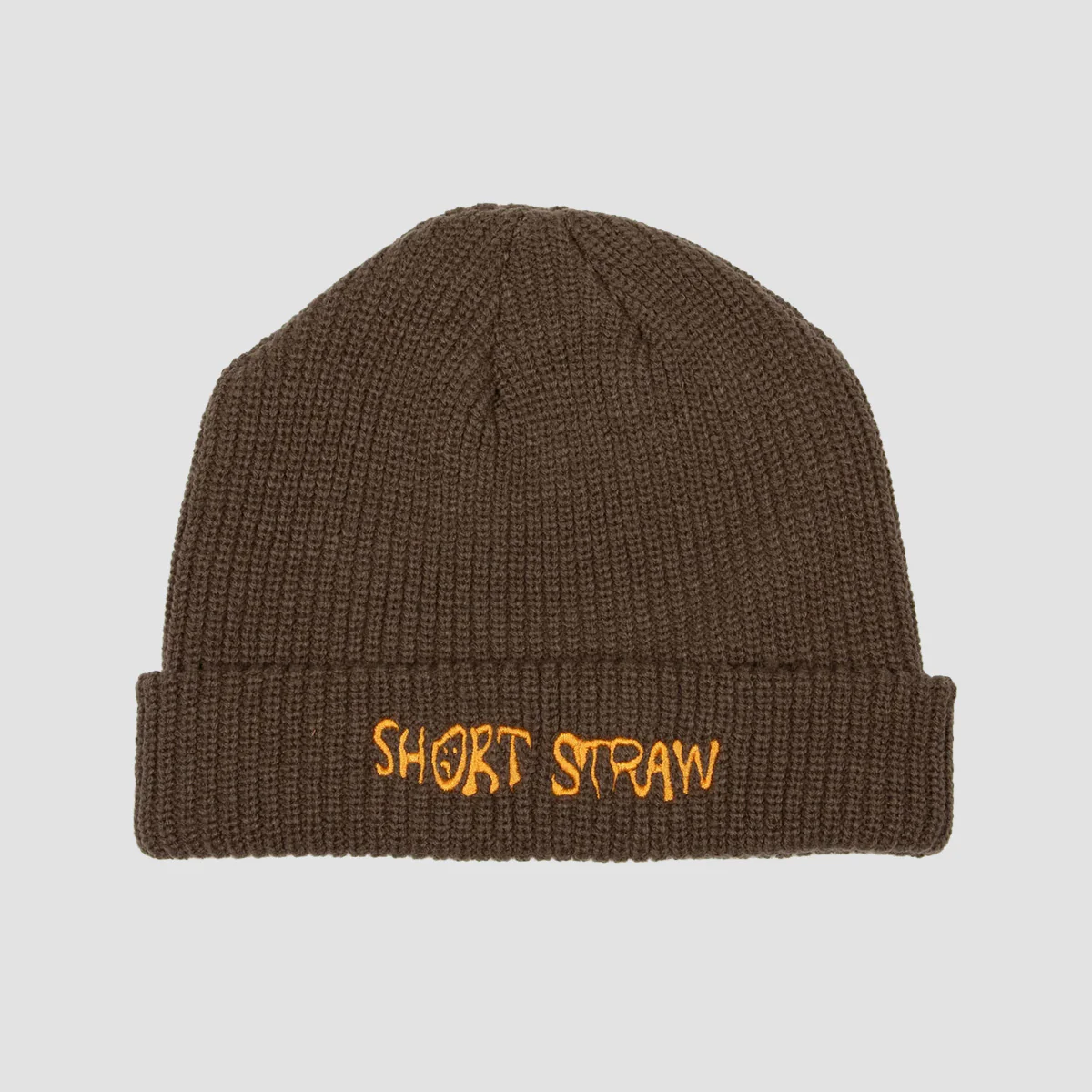Short Straw Warped Beanie Brown/Orange