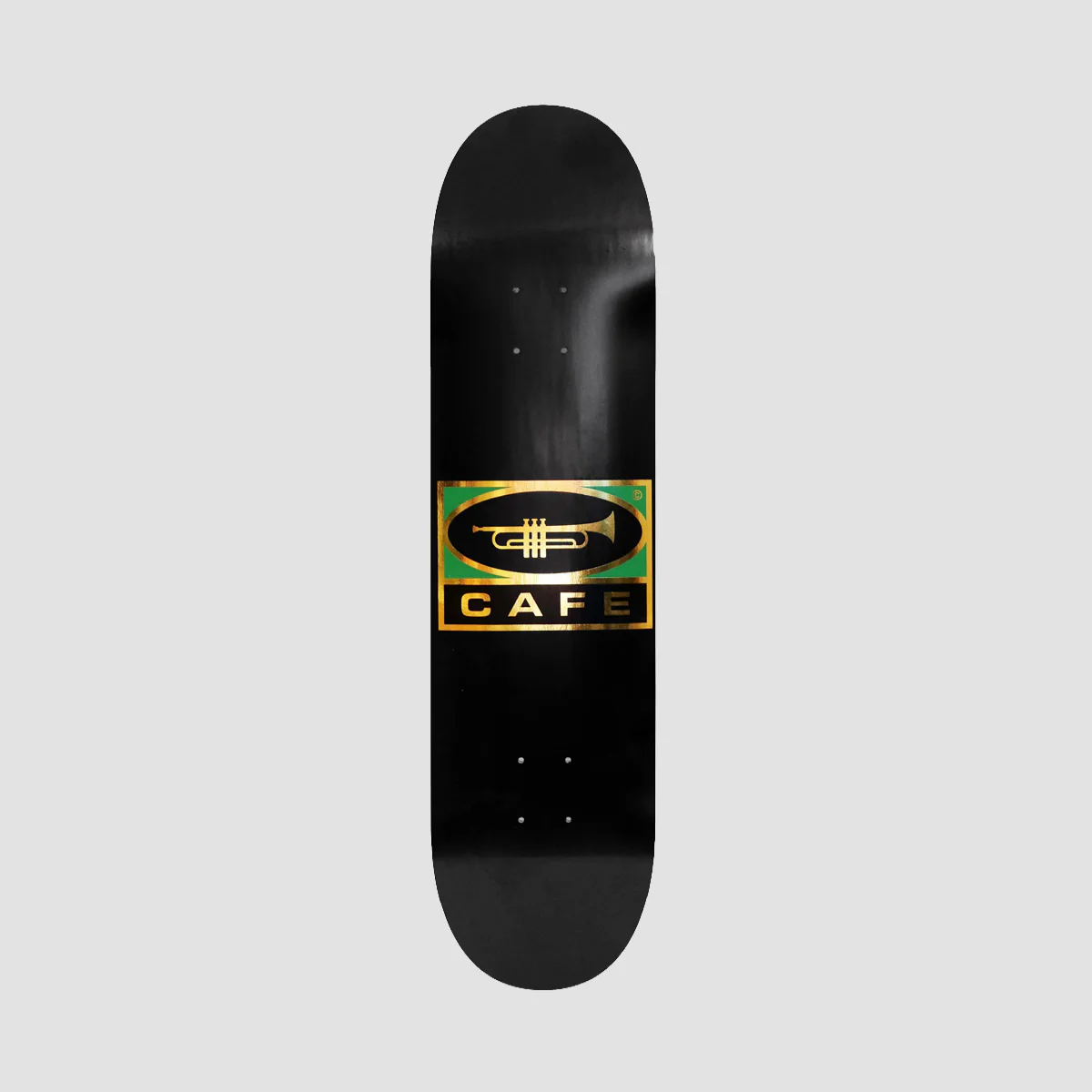 Skateboard Cafe Trumpet Logo Skateboard Deck Black/Gold - 7.75"