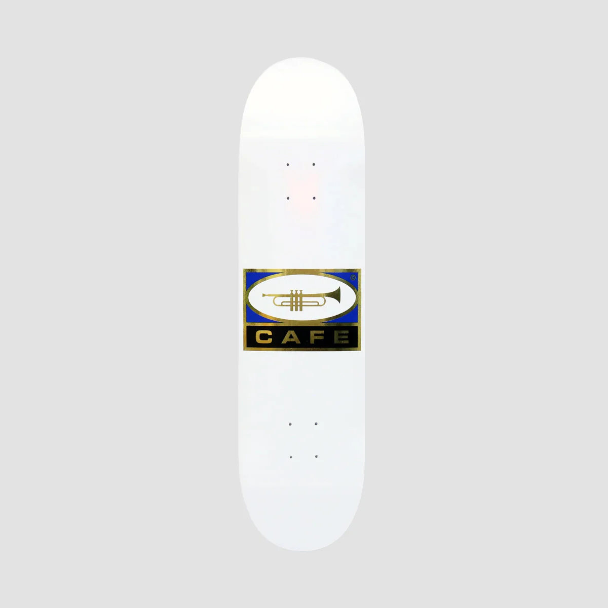 Skateboard Cafe Trumpet Logo Skateboard Deck White/Gold - 7.75"