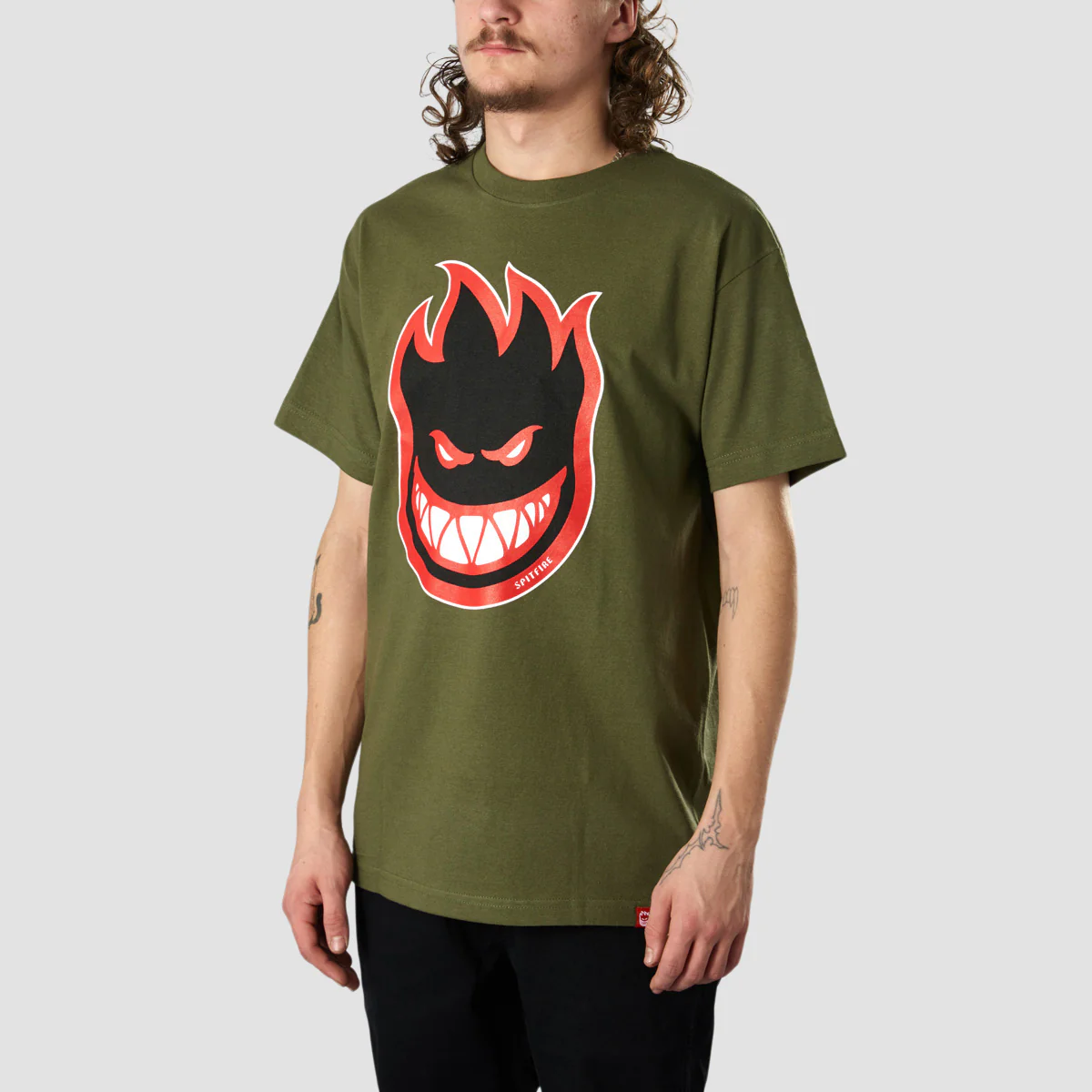 Spitfire Bighead Fill T-Shirt Military Green/Red - Image 2