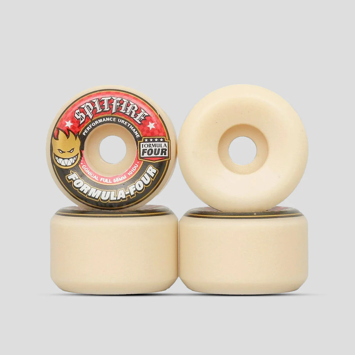 Spitfire Formula Four Conical Full 101DU Skateboard Wheels Natural/Red 58mm