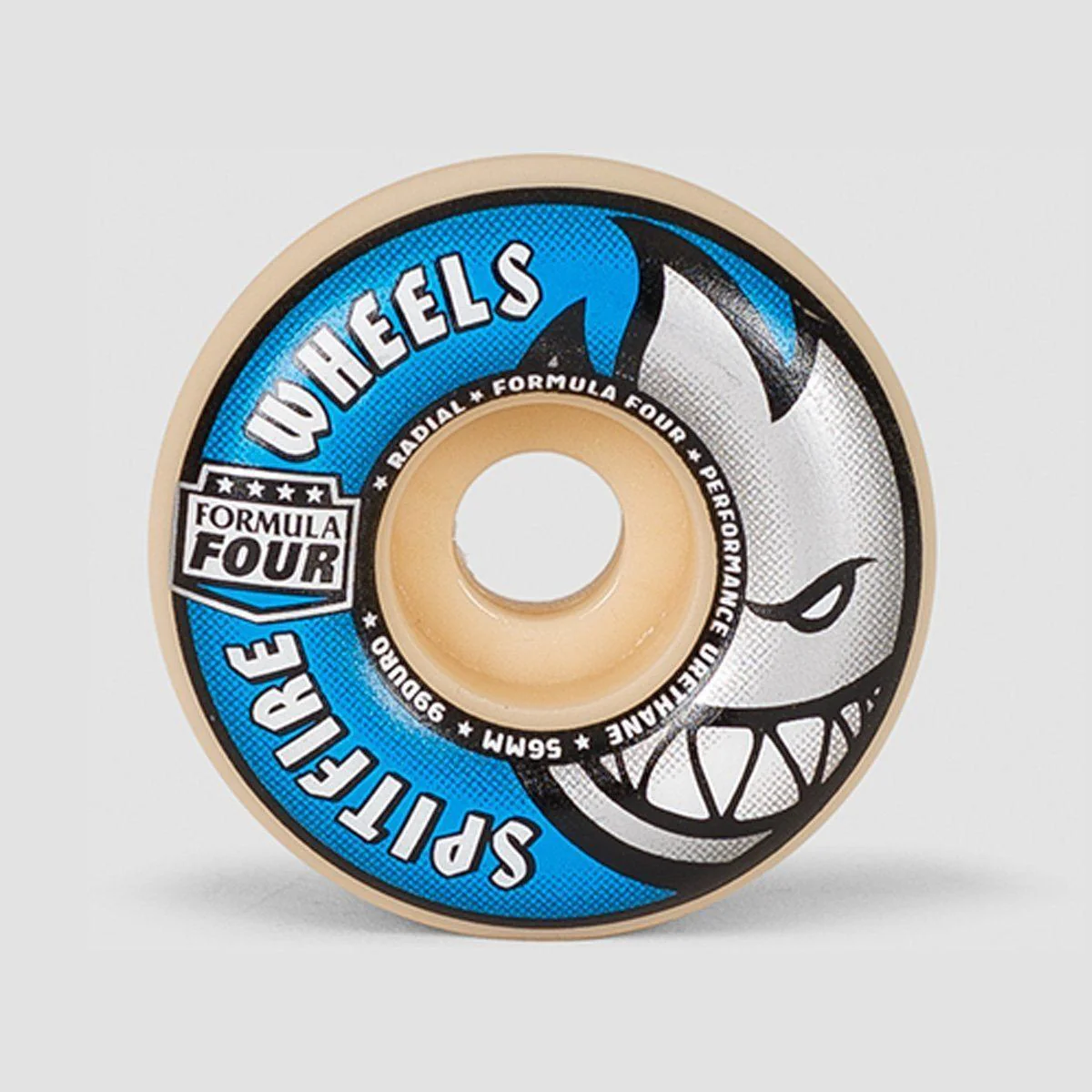 Spitfire Formula Four Radial 99DU Skateboard Wheels Natural/Blue 56mm - Image 2