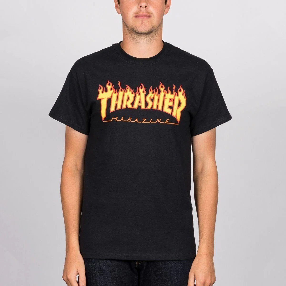 Thrasher Flame Logo Tee Black