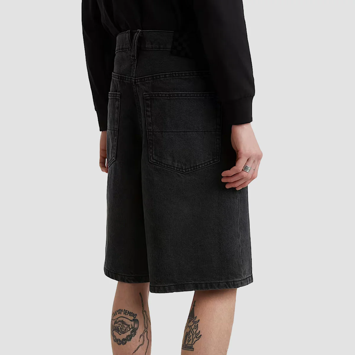 Vans Check-5 Baggy Denim Shorts Washed Black - Image 2