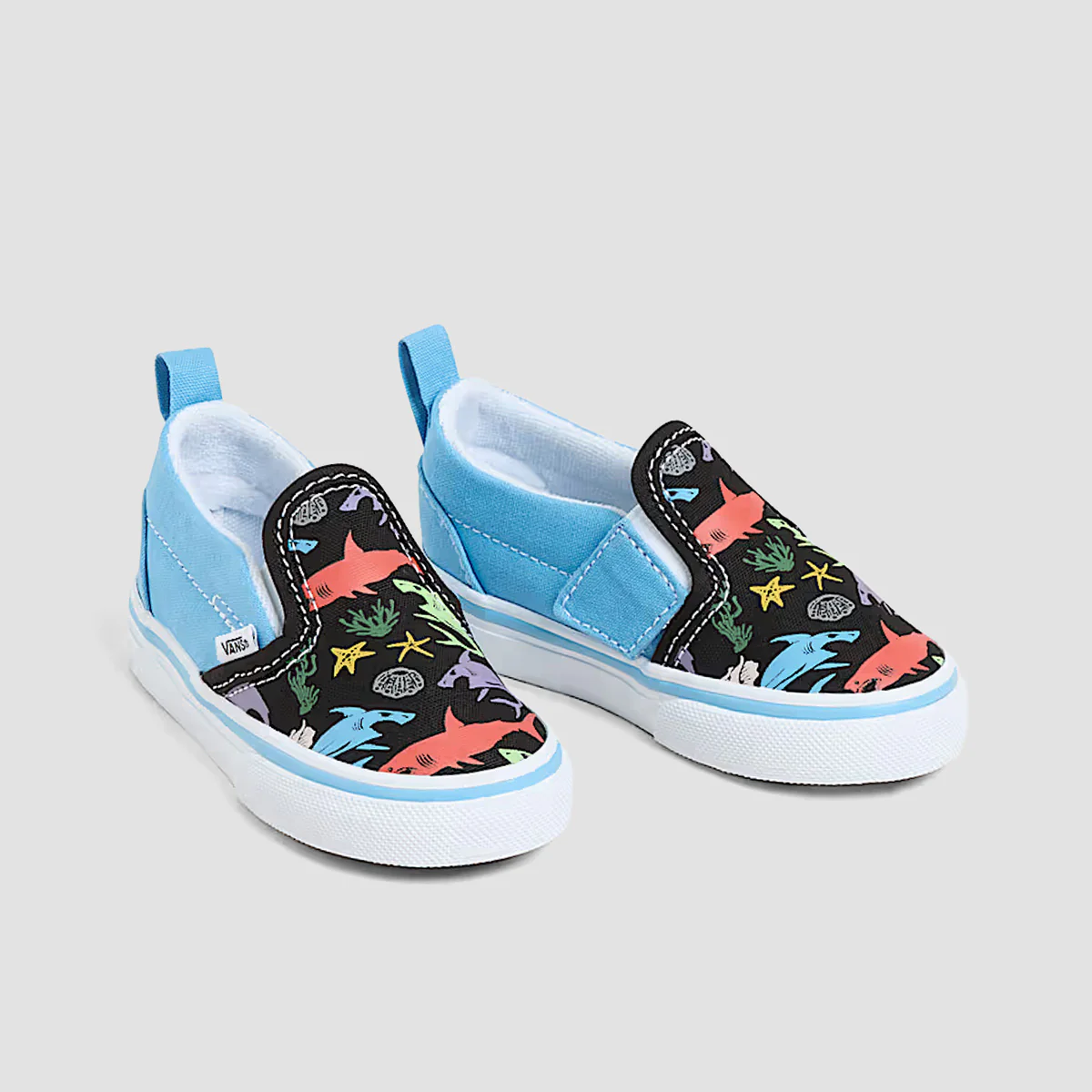 Vans Slip-On V Toddler Shoes - Glow Sharks Blue/Multi - Kids - Image 2