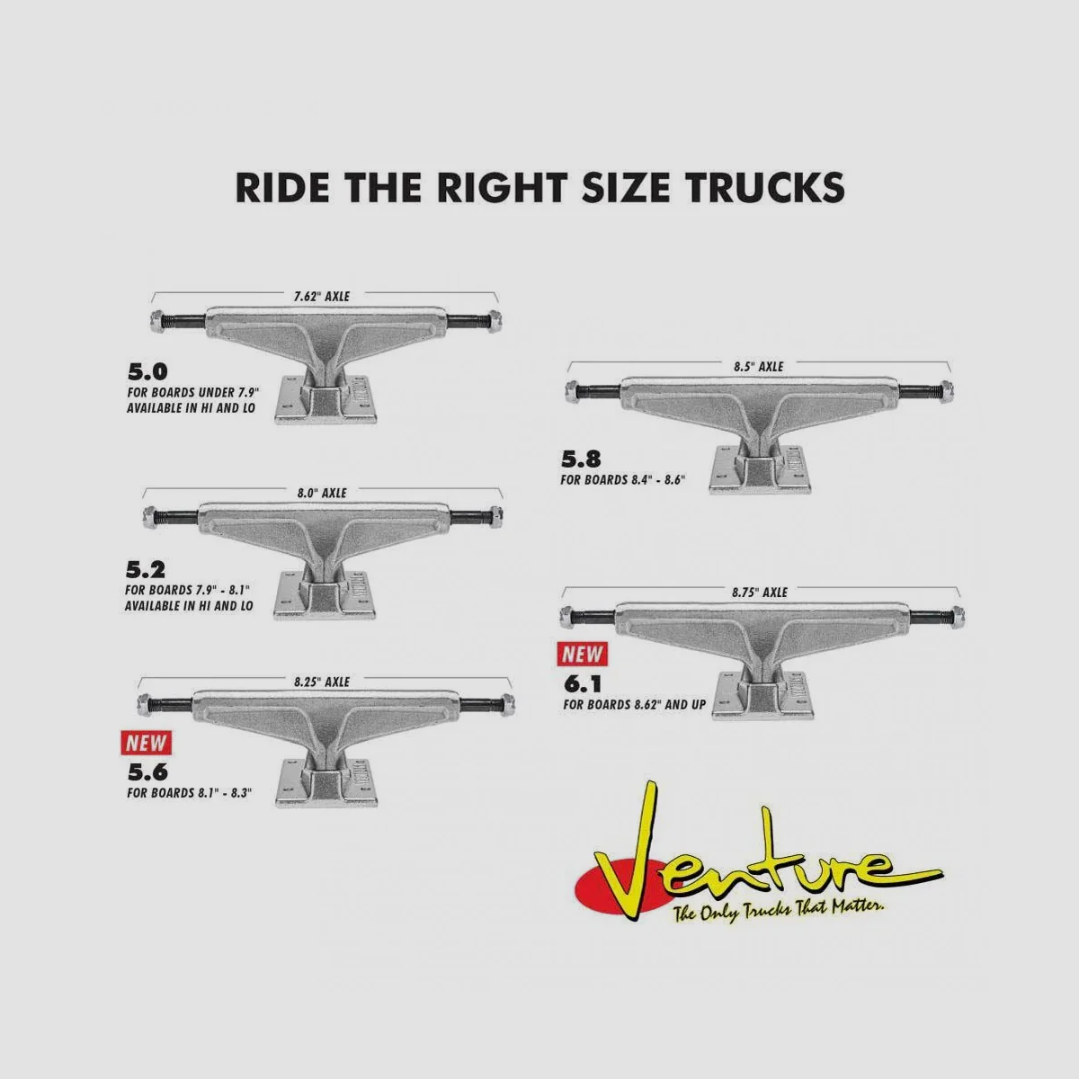 Venture Hi 5.8 V8 Team Edition Skateboard Trucks 1 PairPolished - 8.5" - Image 3